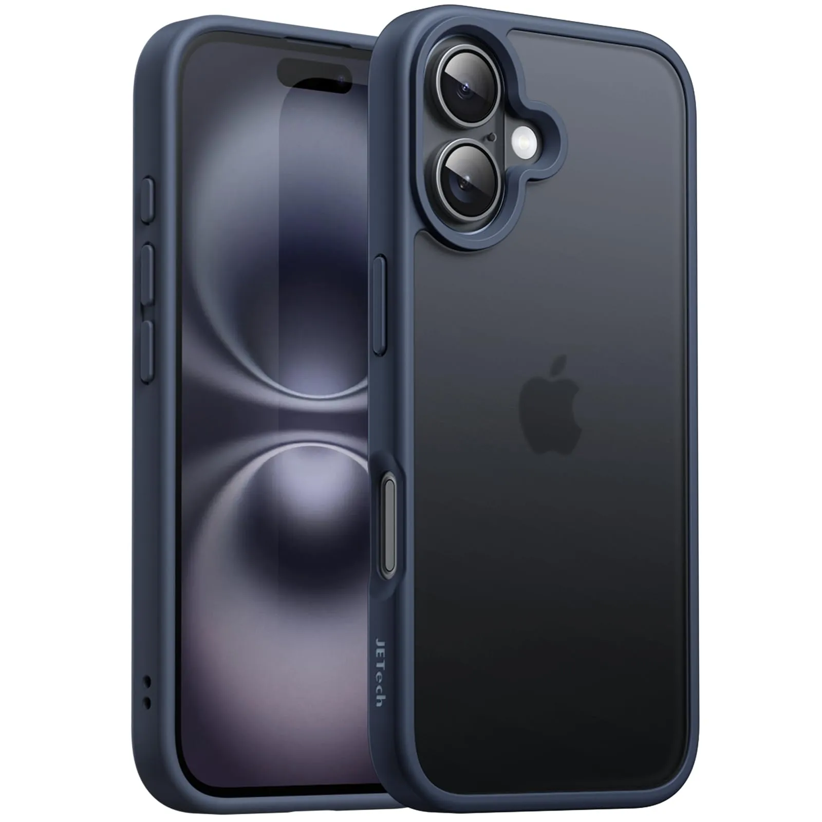JETech Cover Opaca per iPhone 16 6,1 Pollici, Protezione Anticaduta Antiurto di Grado Militare, Custodia Cellulare Posteriore Glassata Traslucida, Anti-Impronte (Blu Tempesta)