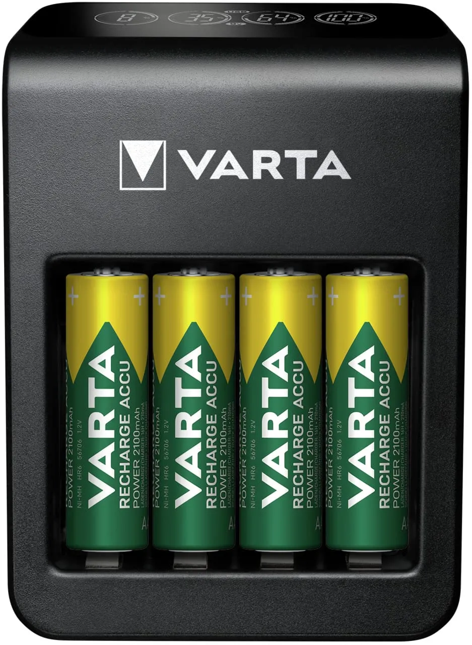 Varta Caricatore LCD Plug Charger+ con 4 Batterie AA