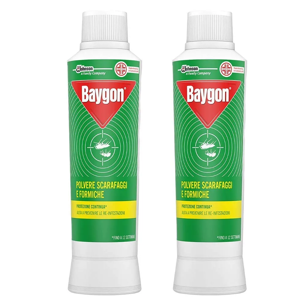 Baygon Insetticida in Polvere Scarafaggi e Formiche 2 Flaconi da 250 grammi