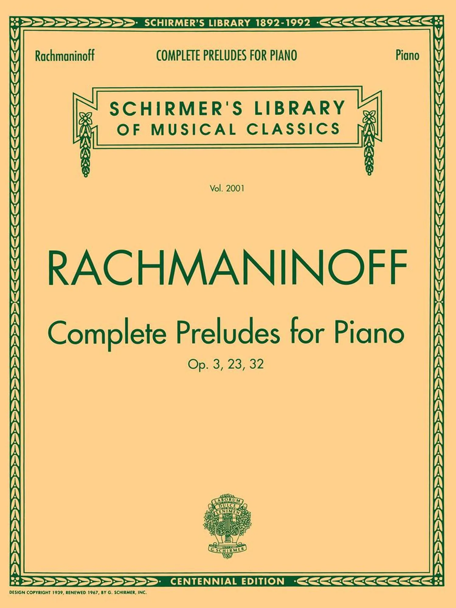Complete Preludes, Op. 3, 23, 32: Schirmer Library of Classics Volume 2001 Piano Solo