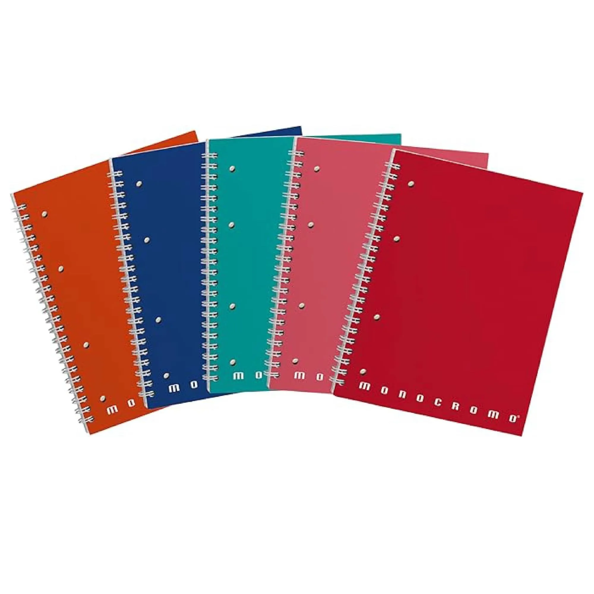 Pigna Quaderno Maxi Spiralato A4 Con Fori E Microperforazione, Rigatura 5M, Pacco Da 5 Pezzi, Multicolore