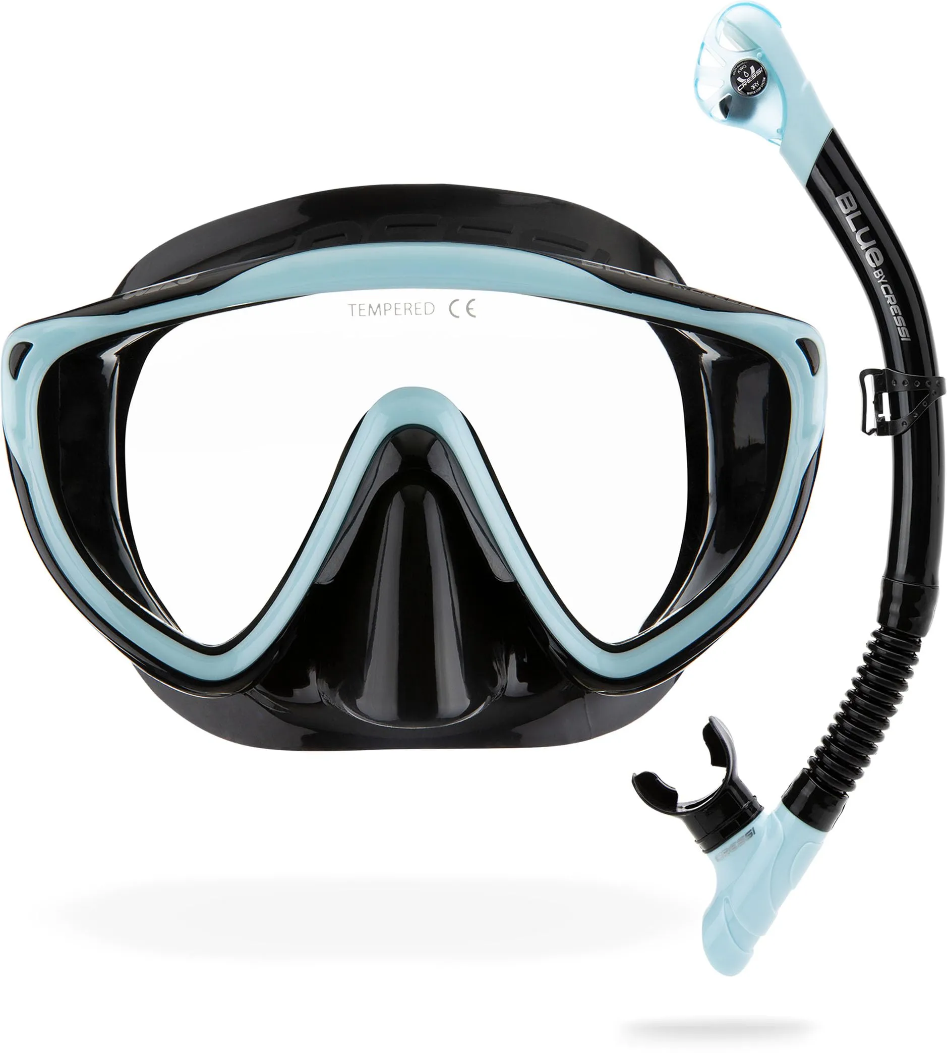 CRESSI Tino & Scilla Black/Ice Cyan - Combo Set Snorkeling
