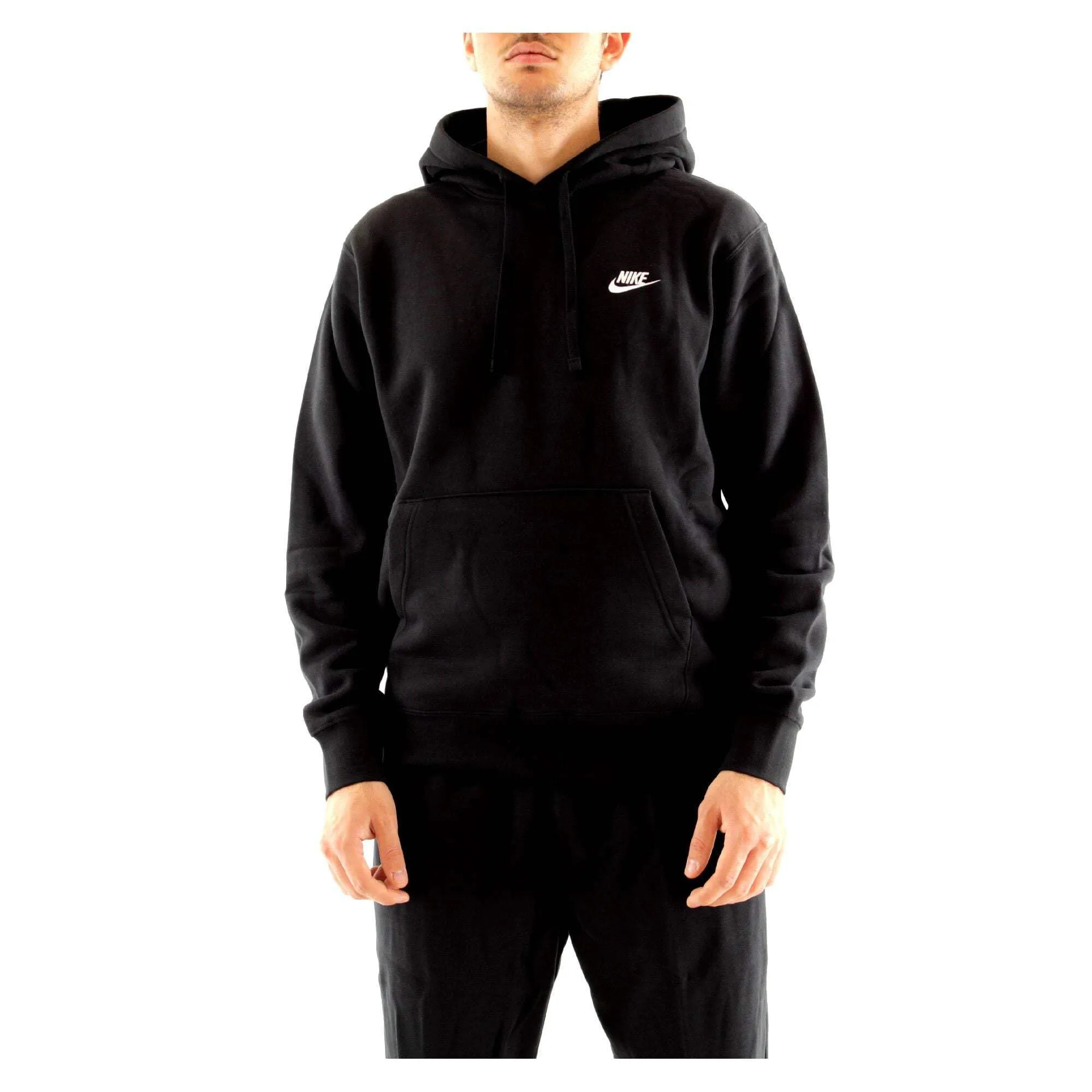 Nike Club Pullover BB Felpa con Cappuccio da Uomo Black/Black/White XXL