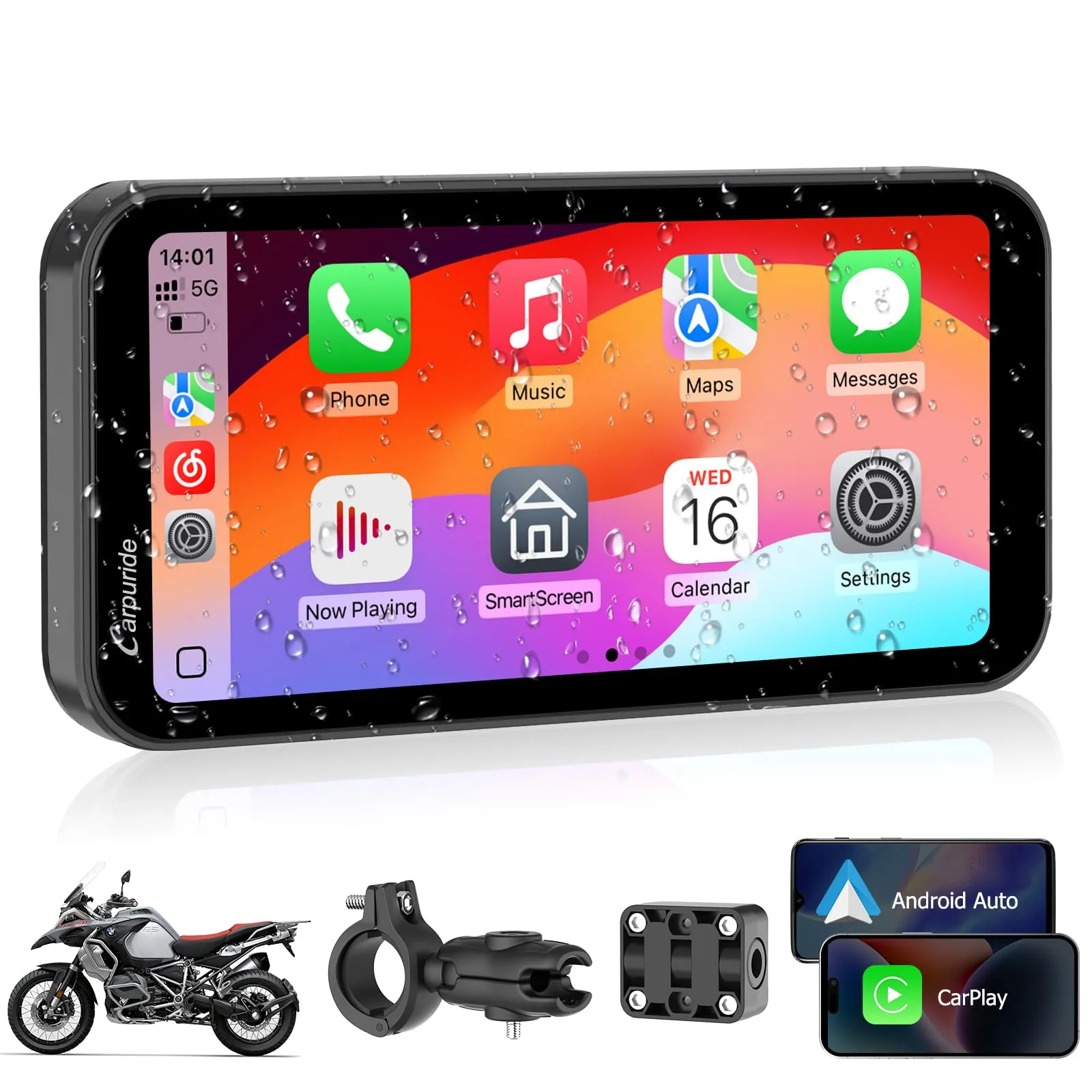 Carpuride W603: Schermo Carplay Wireless per Moto con Android Auto e Funzioni Avanzate