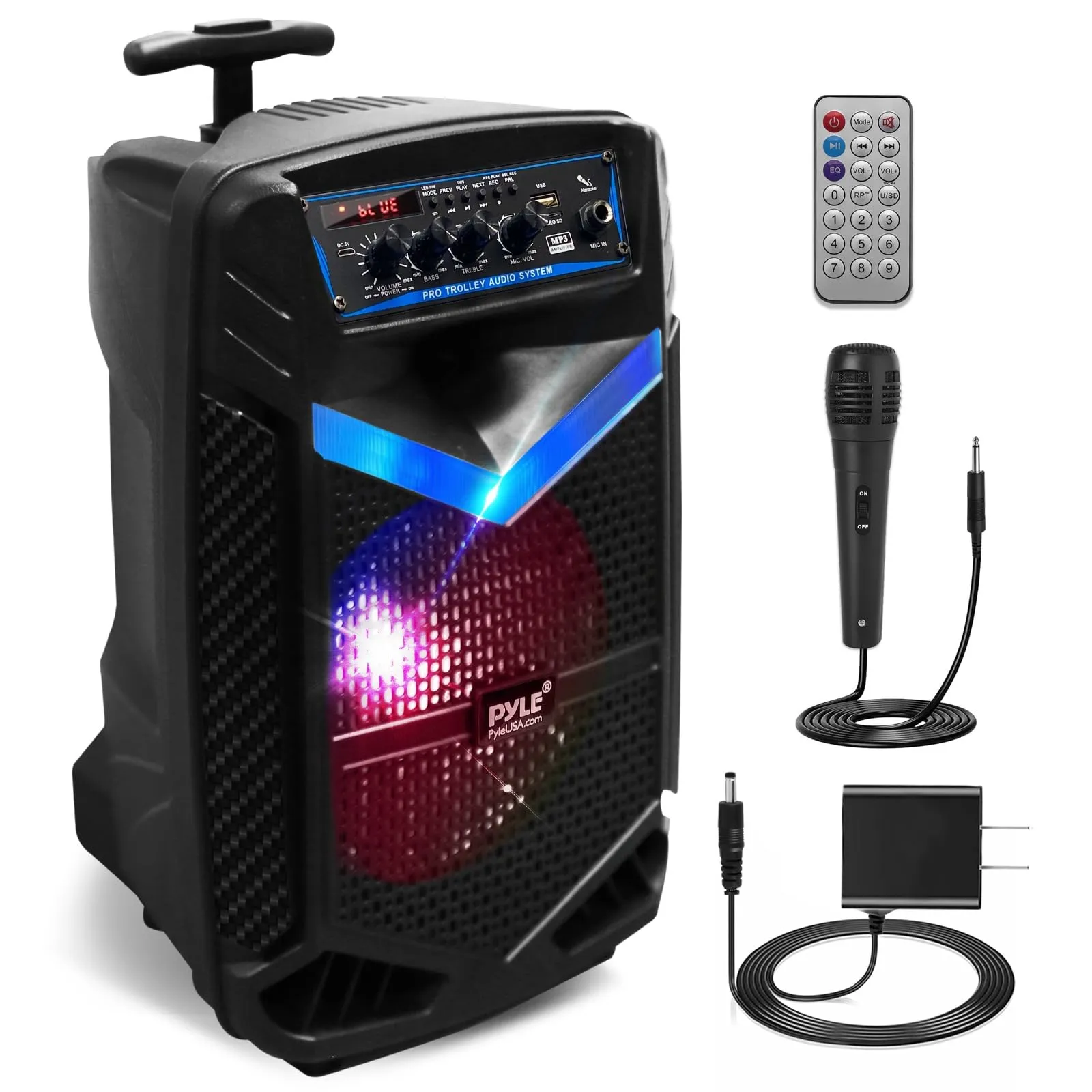 Pyle Speaker Bluetooth Portatile, Ricaricabile da 400W con Subwoofer da 20,32 cm e Tweeter da 2,54 cm, Funzione di Registrazione, Ingresso Microfono, USB/SD, Radio