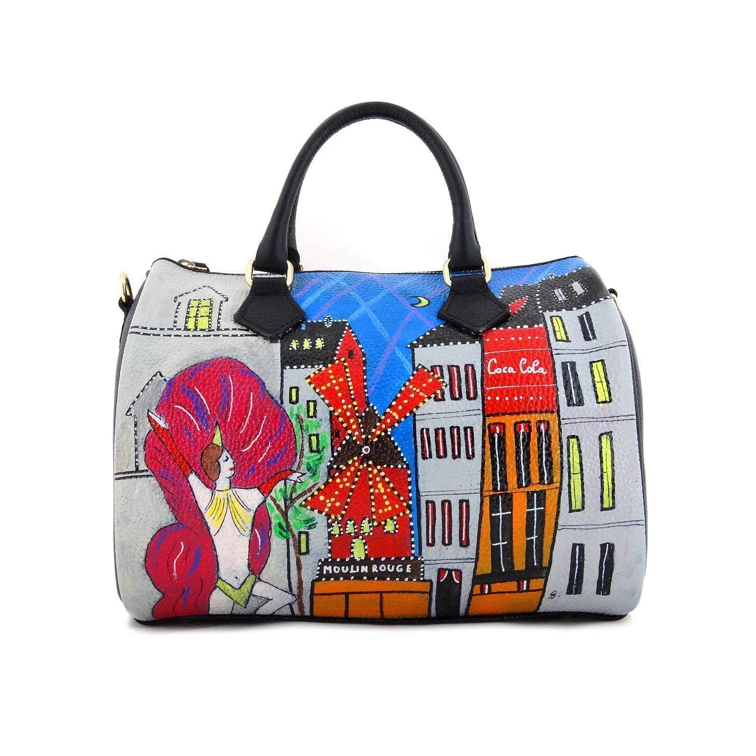 Borsa in Pelle Dipinta a Mano "Moulin Rouge"