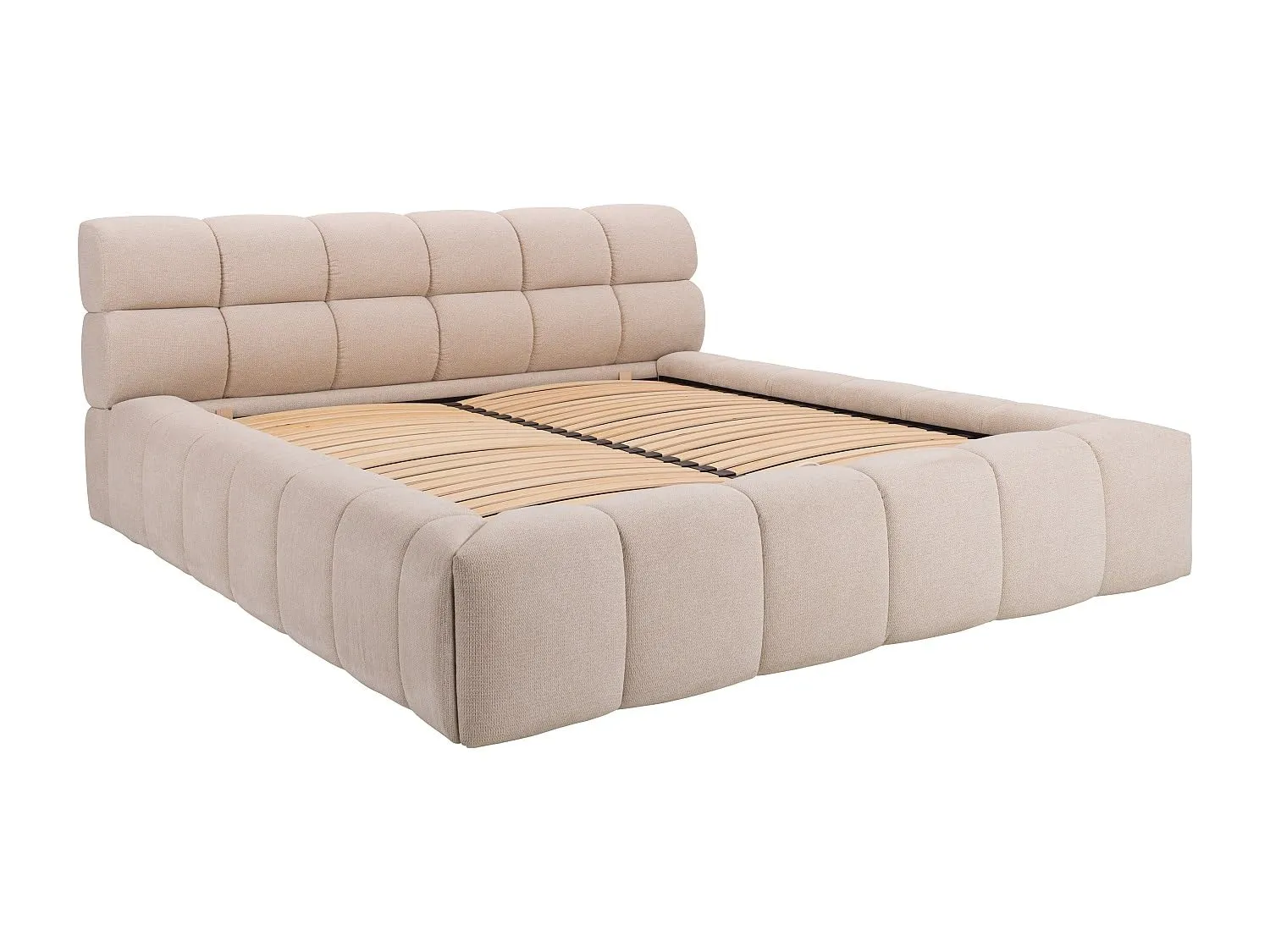 Letto Contenitore Pascal Morabito FORVIK Tessuto Beige 200x200 cm