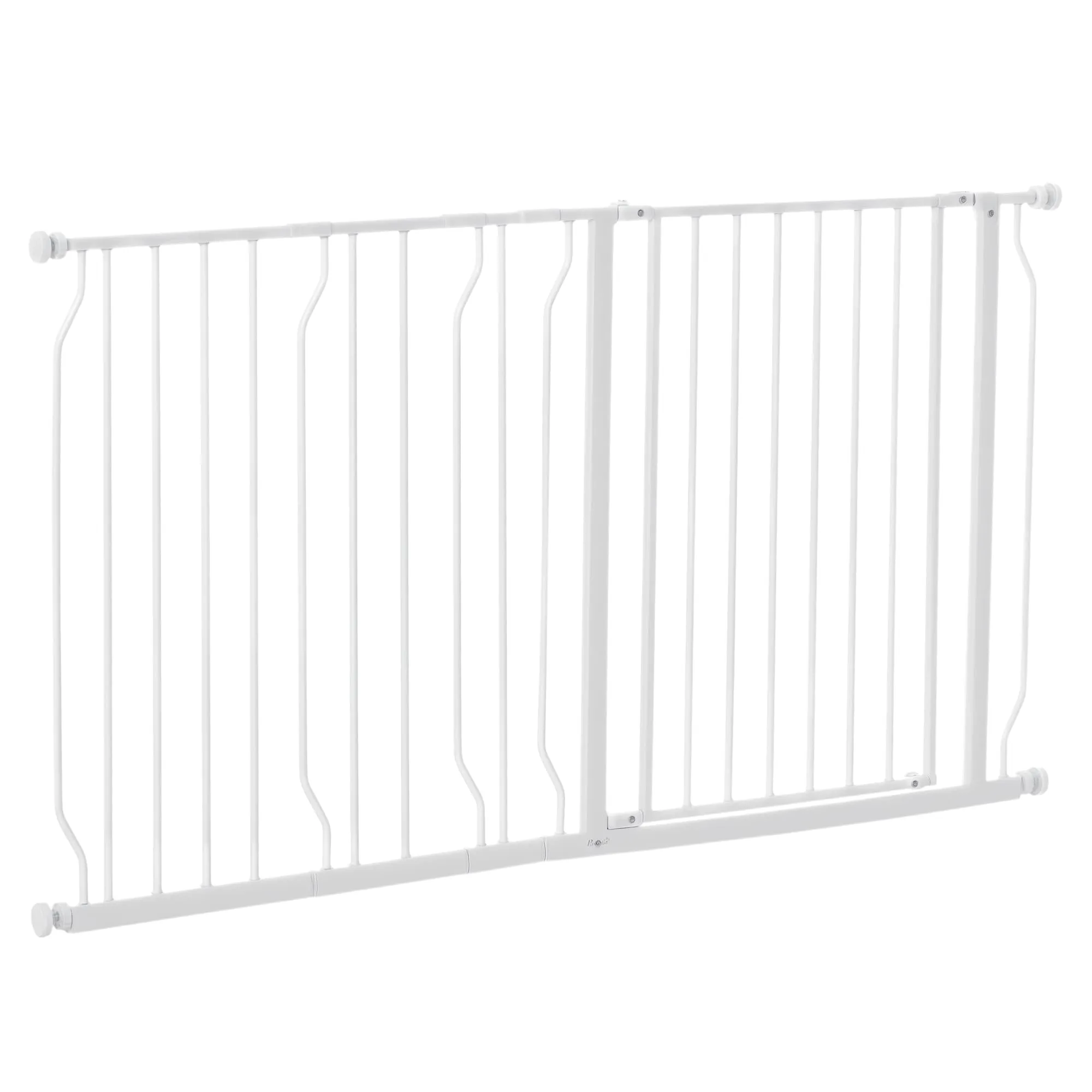 PawHut Cancelletto di Sicurezza Estensibile per Cani 75-145 cm, Acciaio Bianco