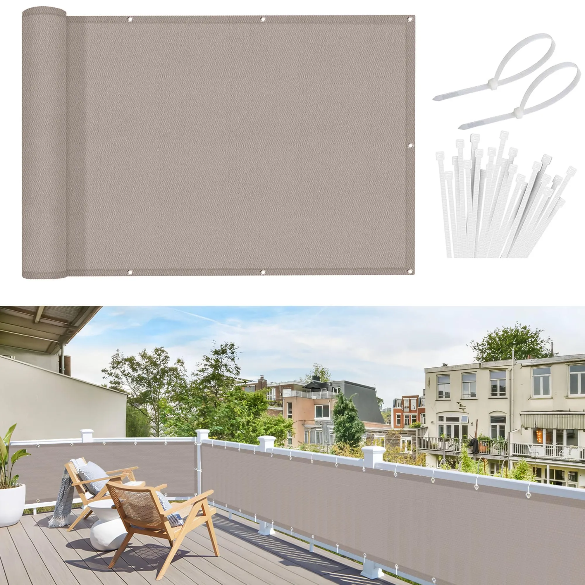 Sunnylaxx Frangivista Balcone Taupe 90x300 cm