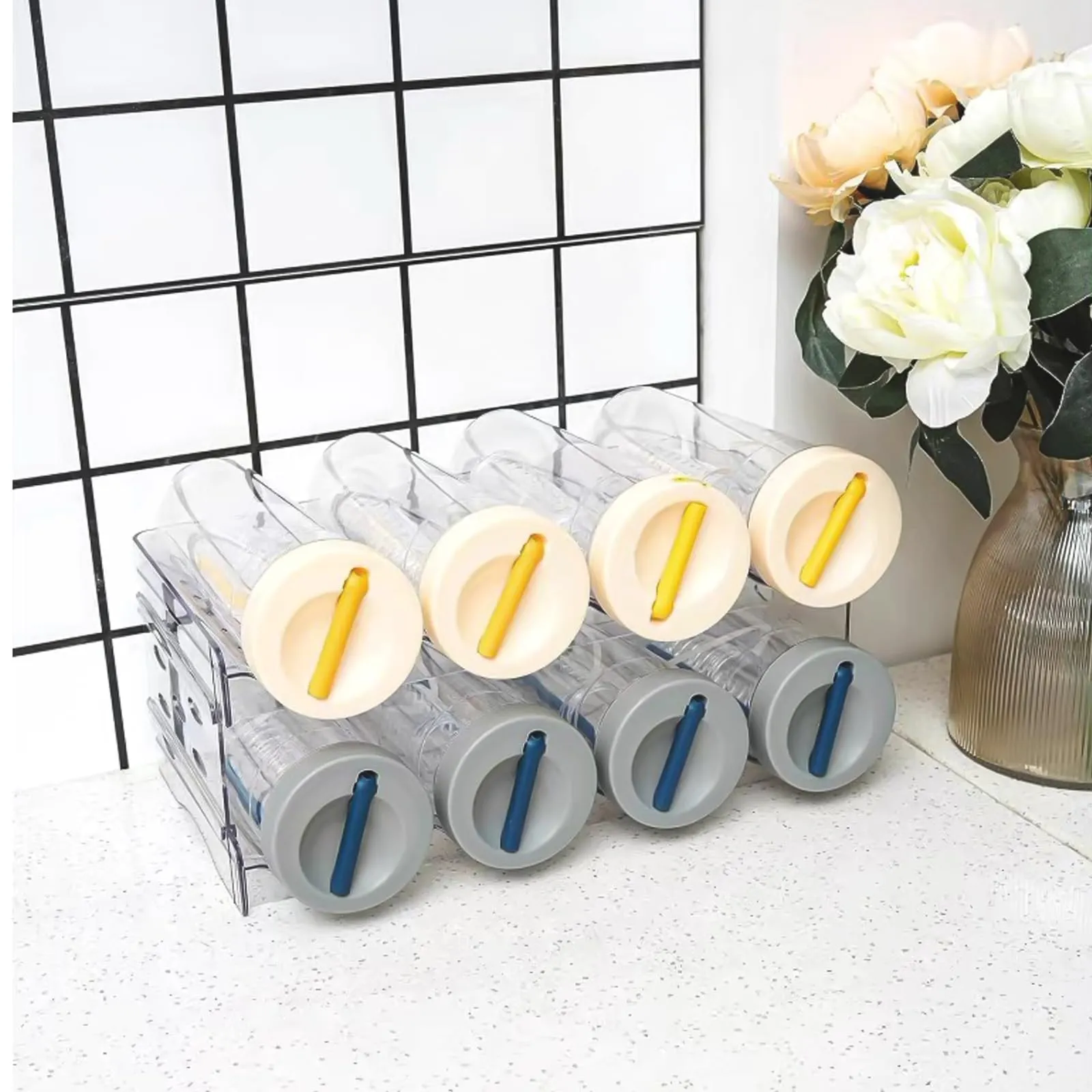 WANDGU Bottiglie organizer per frigorifero: 8 bottiglie, portabottiglie impilabili, portabottiglie di vino, in plastica, porta lattine, porta bottiglie d'acqua trasparente per armadio, ufficio