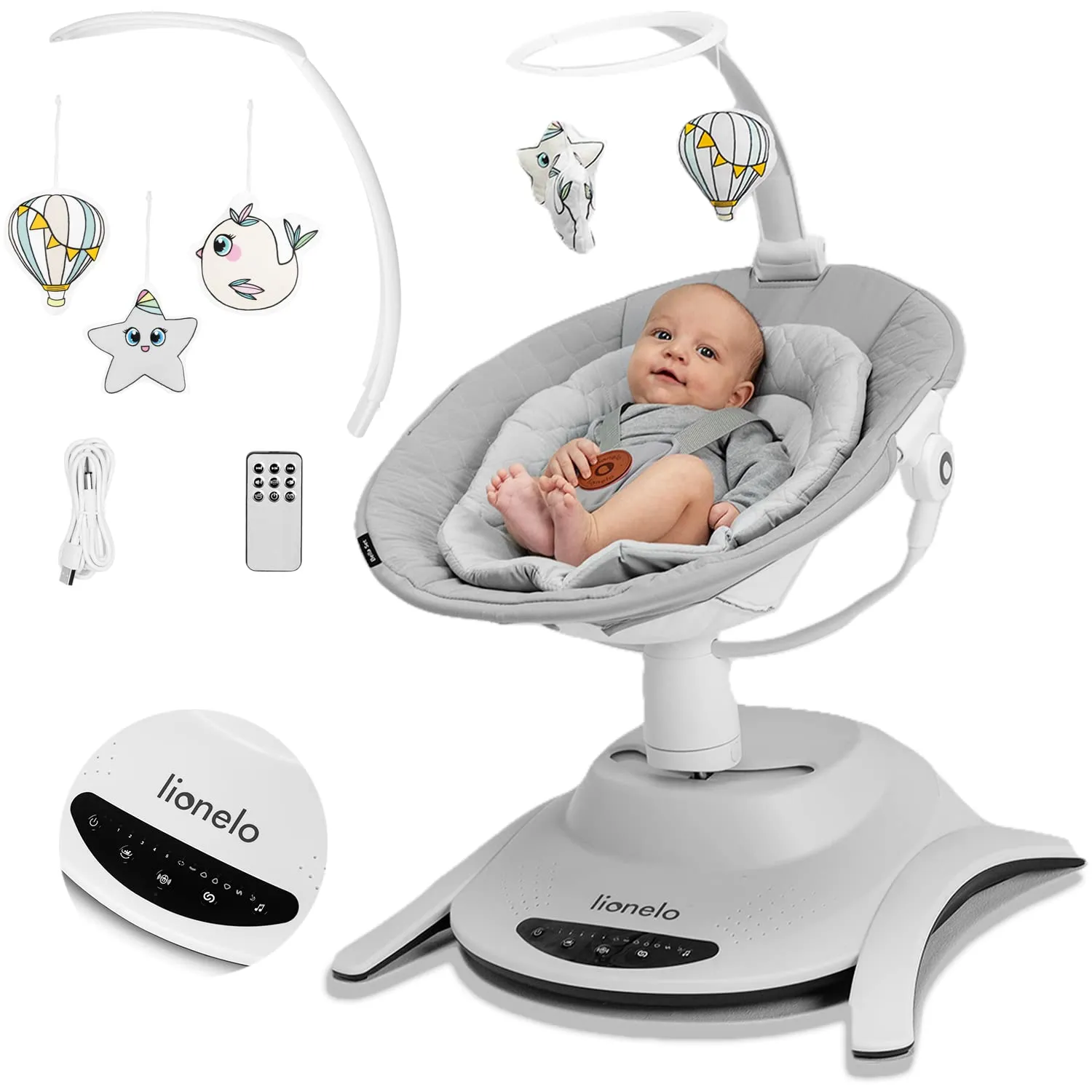 Lionelo Bella Sdraietta Dondolo Elettrica 360° per Neonati
