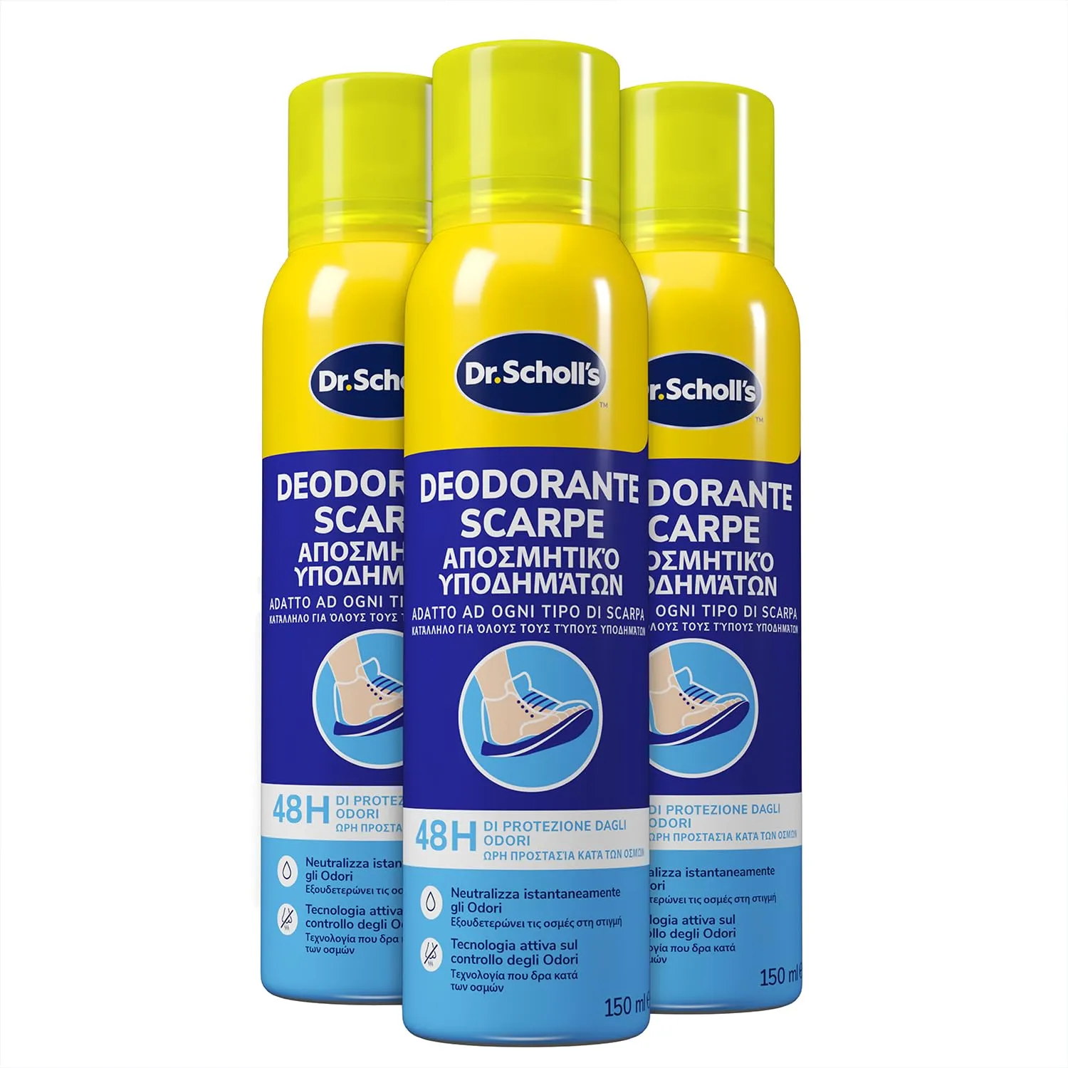 Dr. Scholl's Deodorante Spray per Scarpe, Tripla Protezione 48h