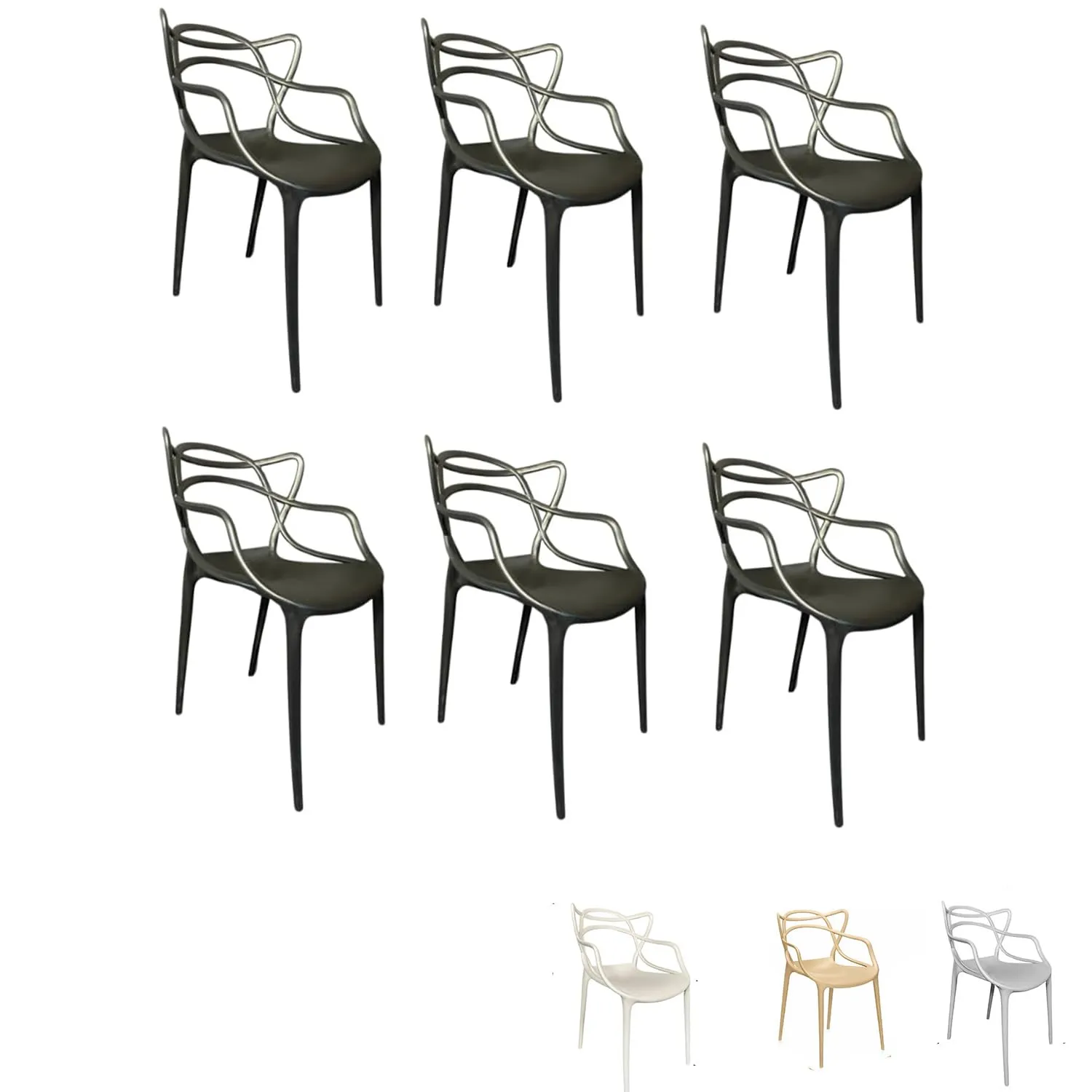 Set di 6 Sedie da Giardino Paluplus Twist Nere
