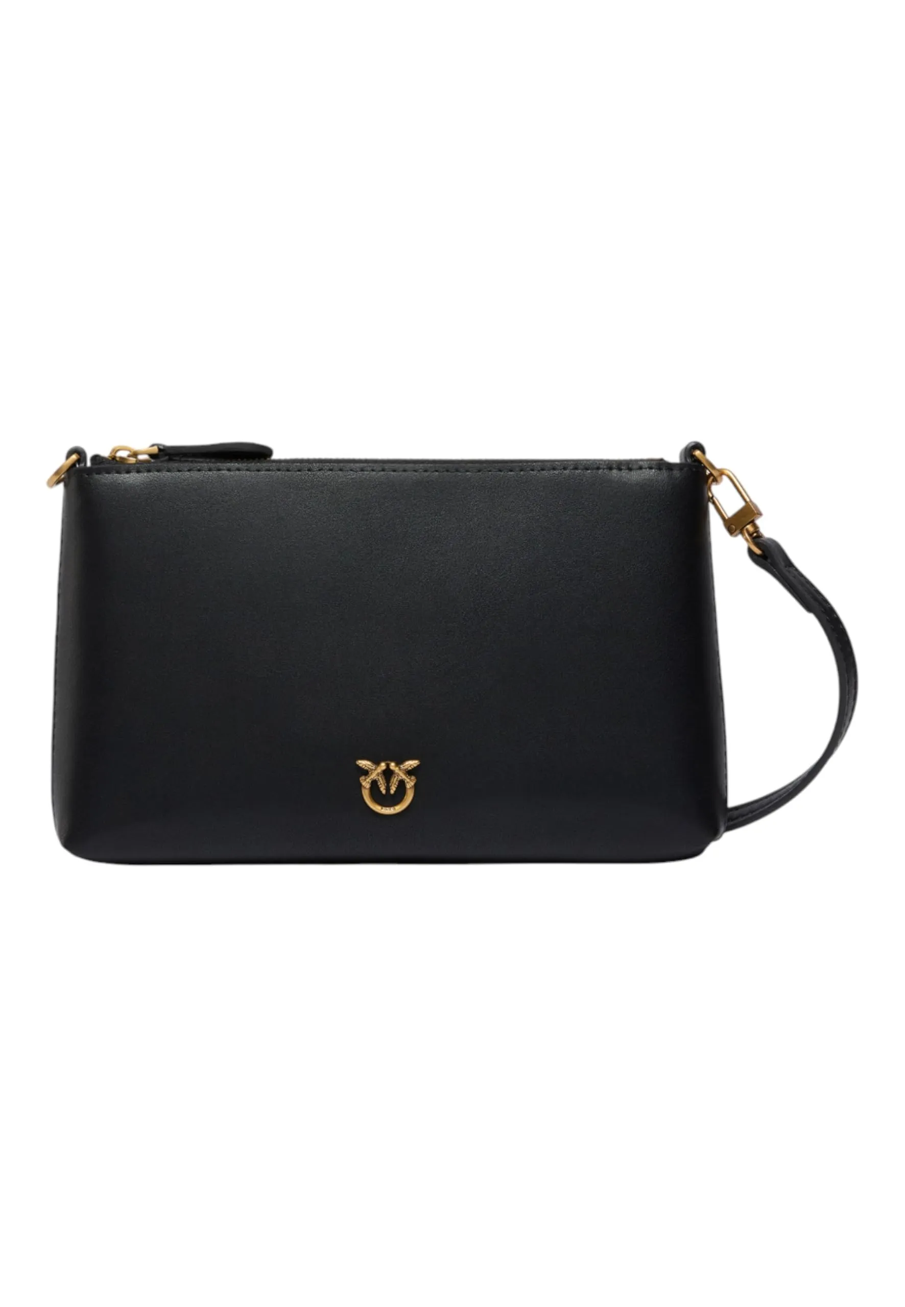 Pochette Pinko Nera in Pelle con Dettagli Antique Gold