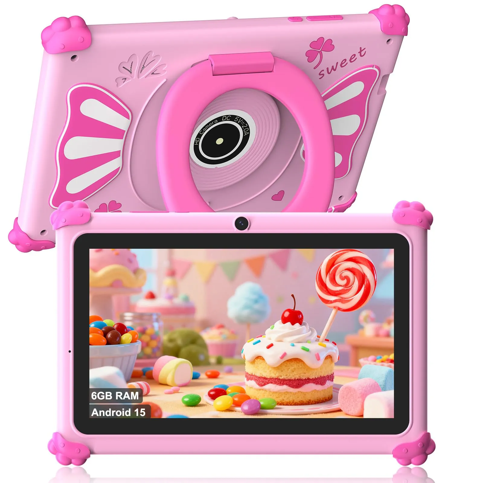 Ascrecem Tablet Bambini 7 Pollici Android 15 Rosa