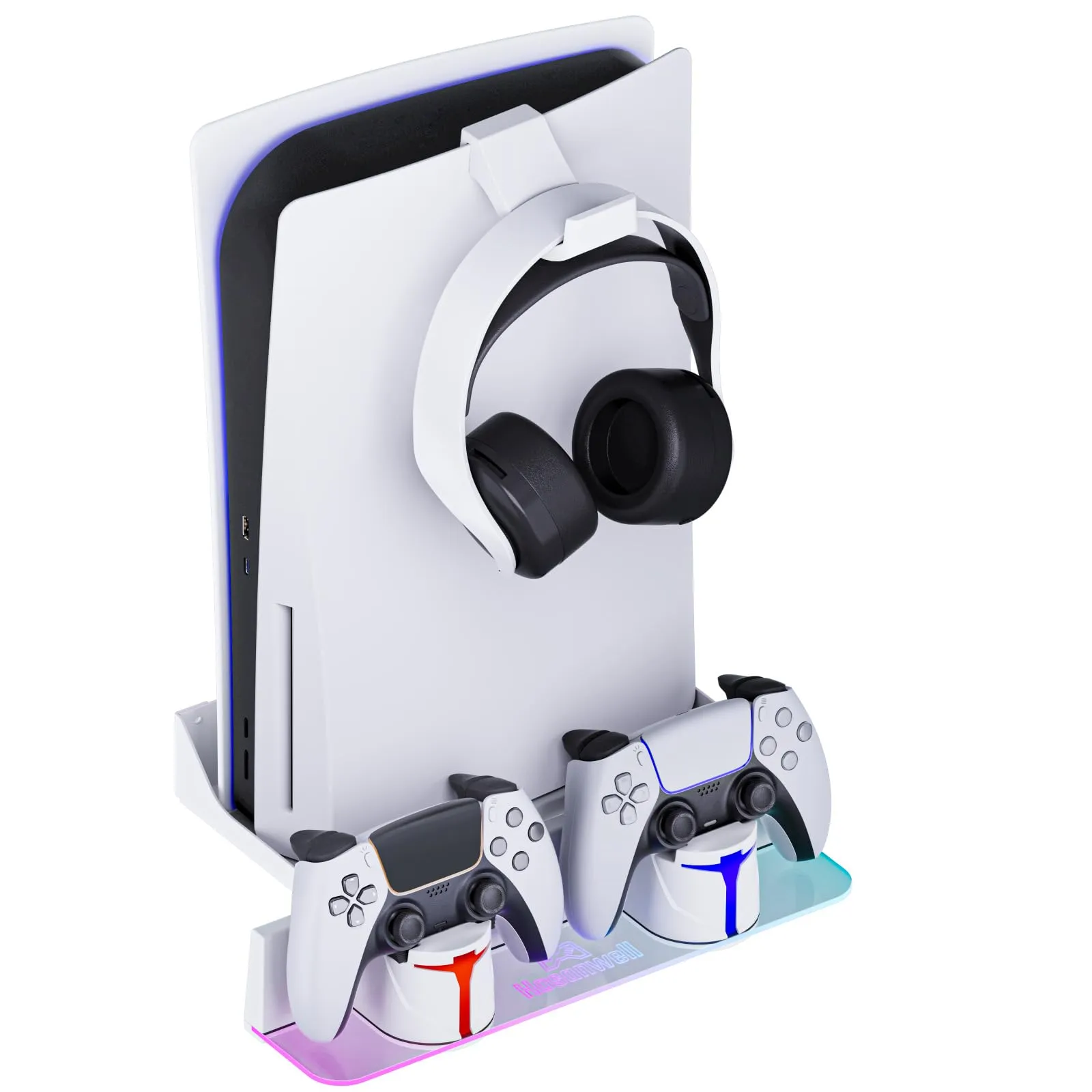 Hosanwell Supporto Parete per PS5 con Stazione di Ricarica e RGB