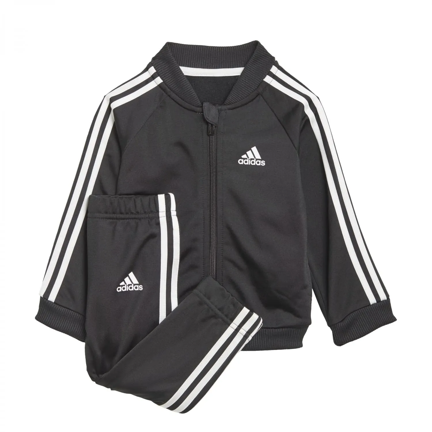 adidas I 3s TS Tric, Tuta da Ginnastica Unisex-Bimbi 0-24, Top:Black/White Bottom:Black/White, 3 Mesi