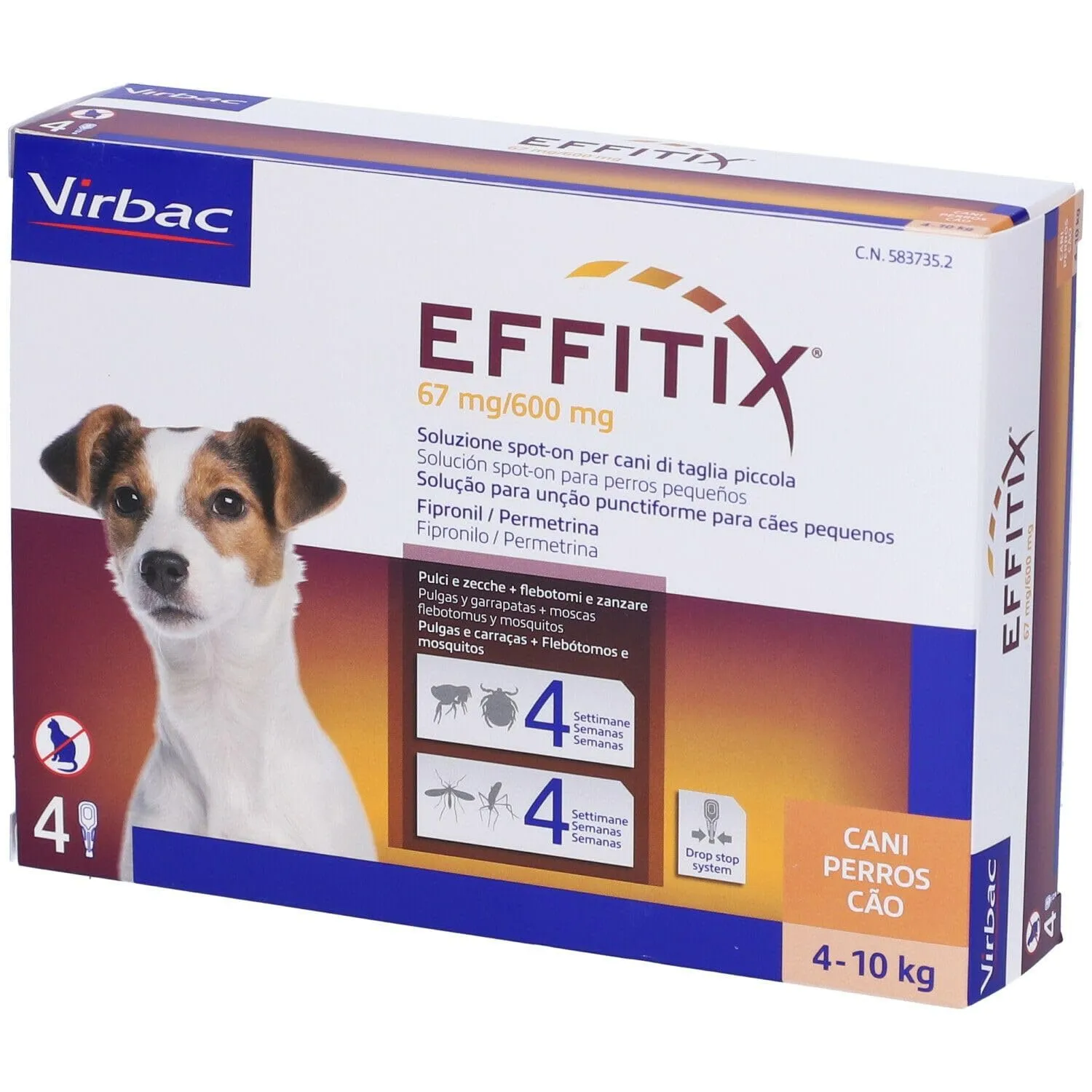 Effitix Spot-On per Cani 4-10 kg, 4 Pipette