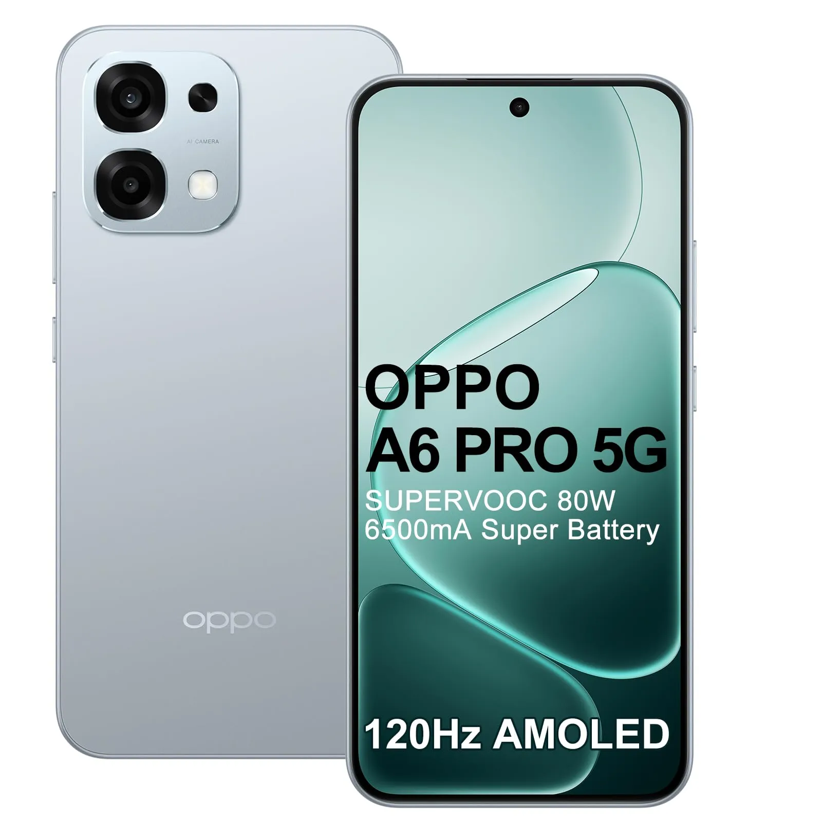 OPPO A6 Pro 5G (8+256GB) Argento: Smartphone Android con Batteria Potente e Ricarica Rapida