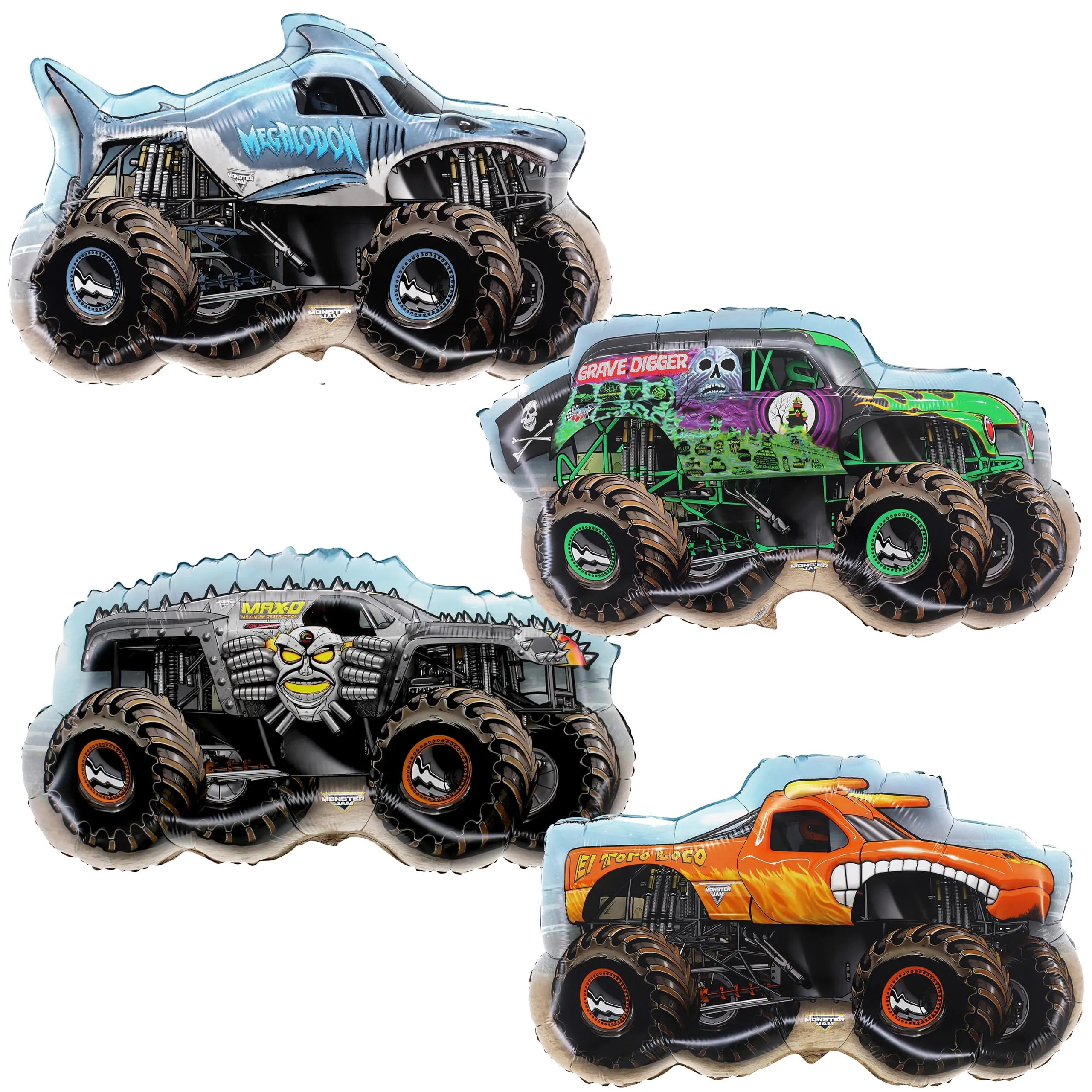 Toyland® Confezione da 4 Monster Jam Palloncini in Alluminio