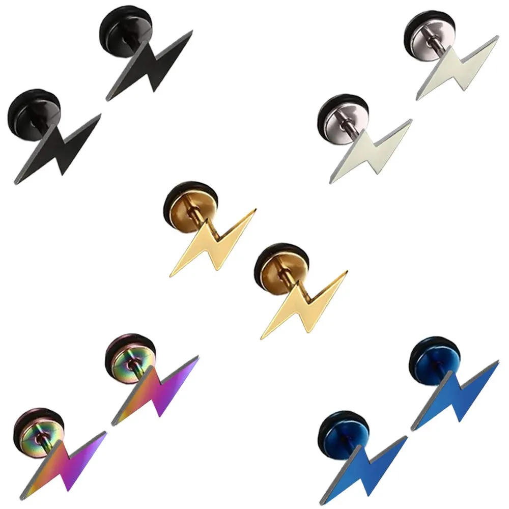 Epoch World Orecchini Fulmine - Set da 5 Paia in Acciaio Inossidabile