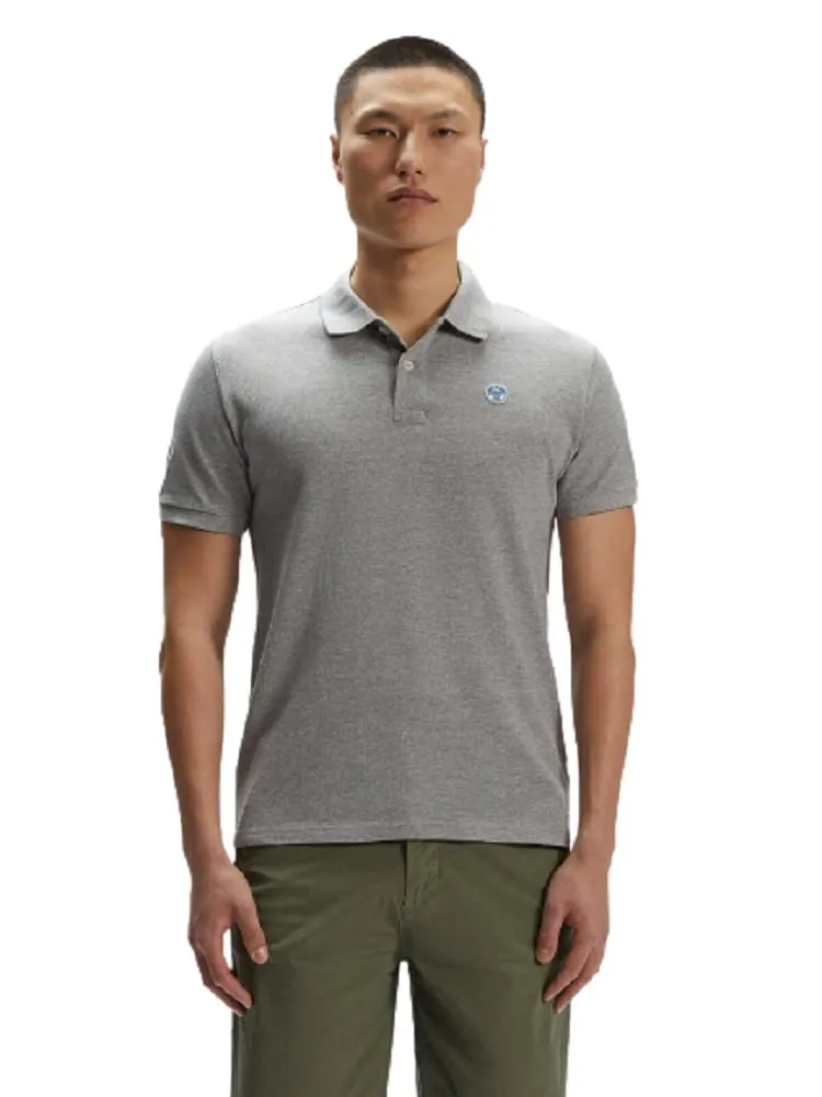 Polo North Sails Manica Corta con Logo - Grigio Melange