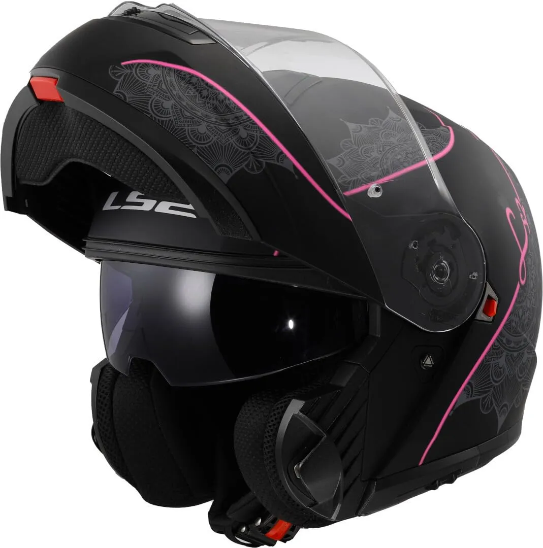 LS2 Casco Moto Modulare Strobe II Lux Matt Black Pink, Taglia M