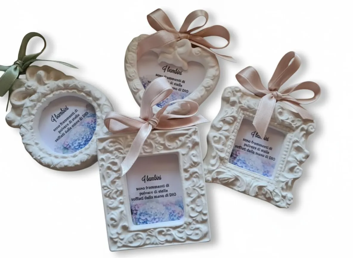 Cornici Personalizzate in Gesso Ceramico: Segnaposto Unici per Matrimonio e Comunione (Set da 10)