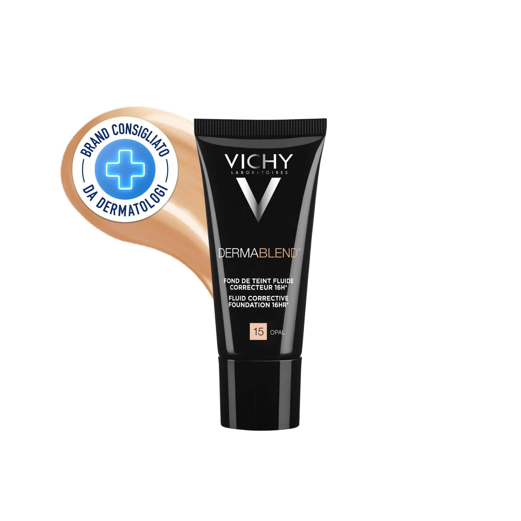 Vichy Dermablend Fondotinta Correttore Fluido 16h Tonalità 15 Opal, 30 ml
