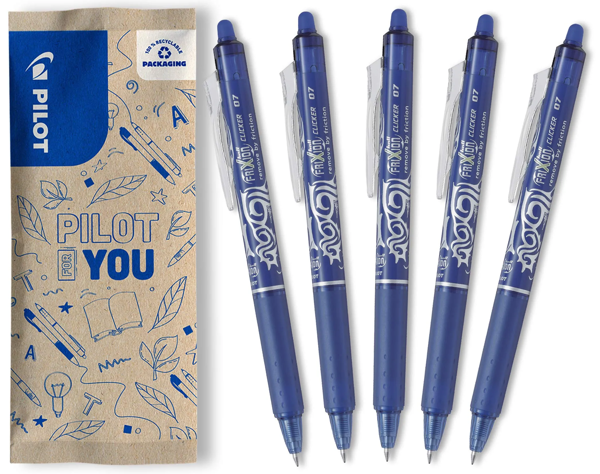 Pilot FriXion Clicker - Penna Cancellabile Blu - Pacco da 5