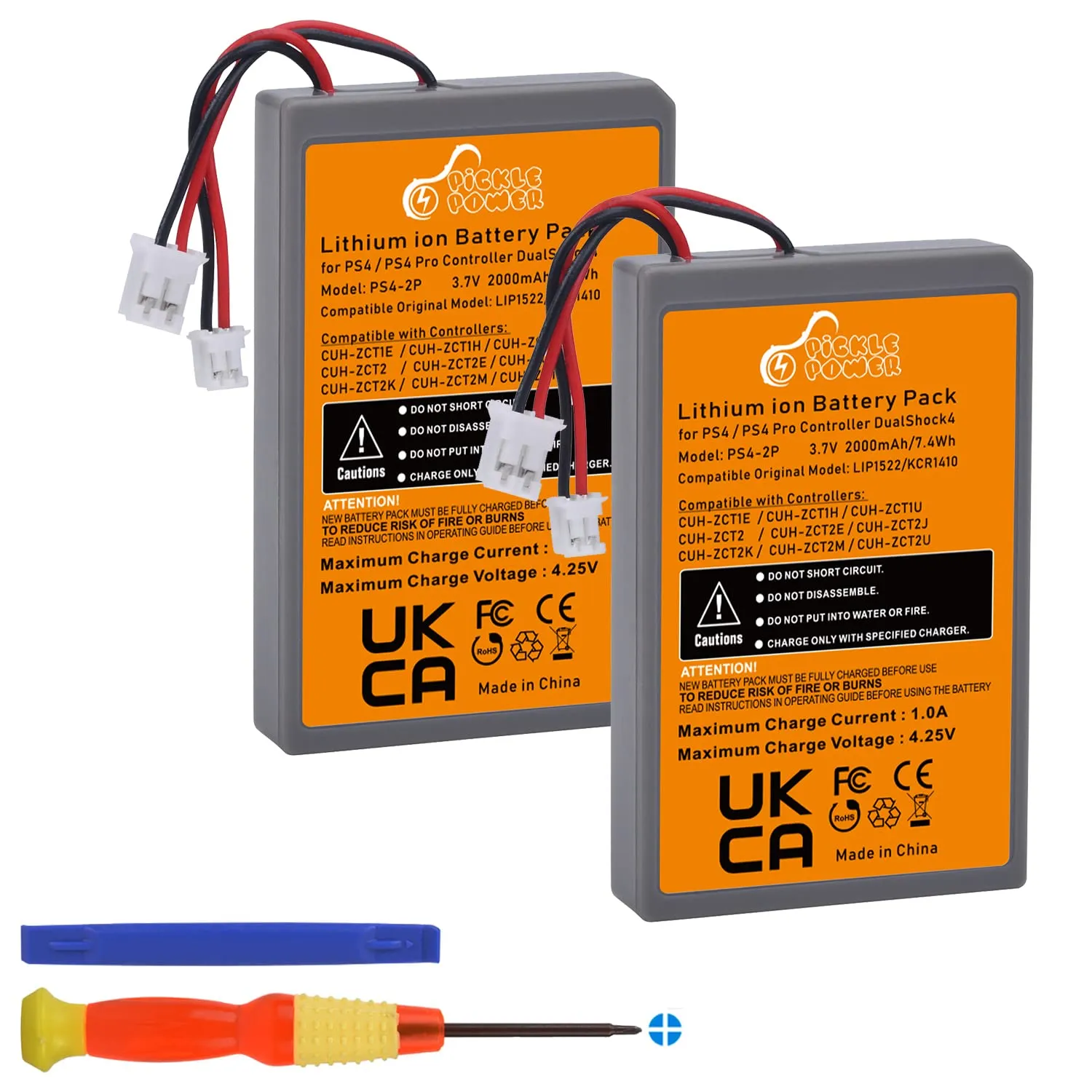 Pickle Power Batteria per Controller PS4 DualShock 4 (2x 2000mAh)
