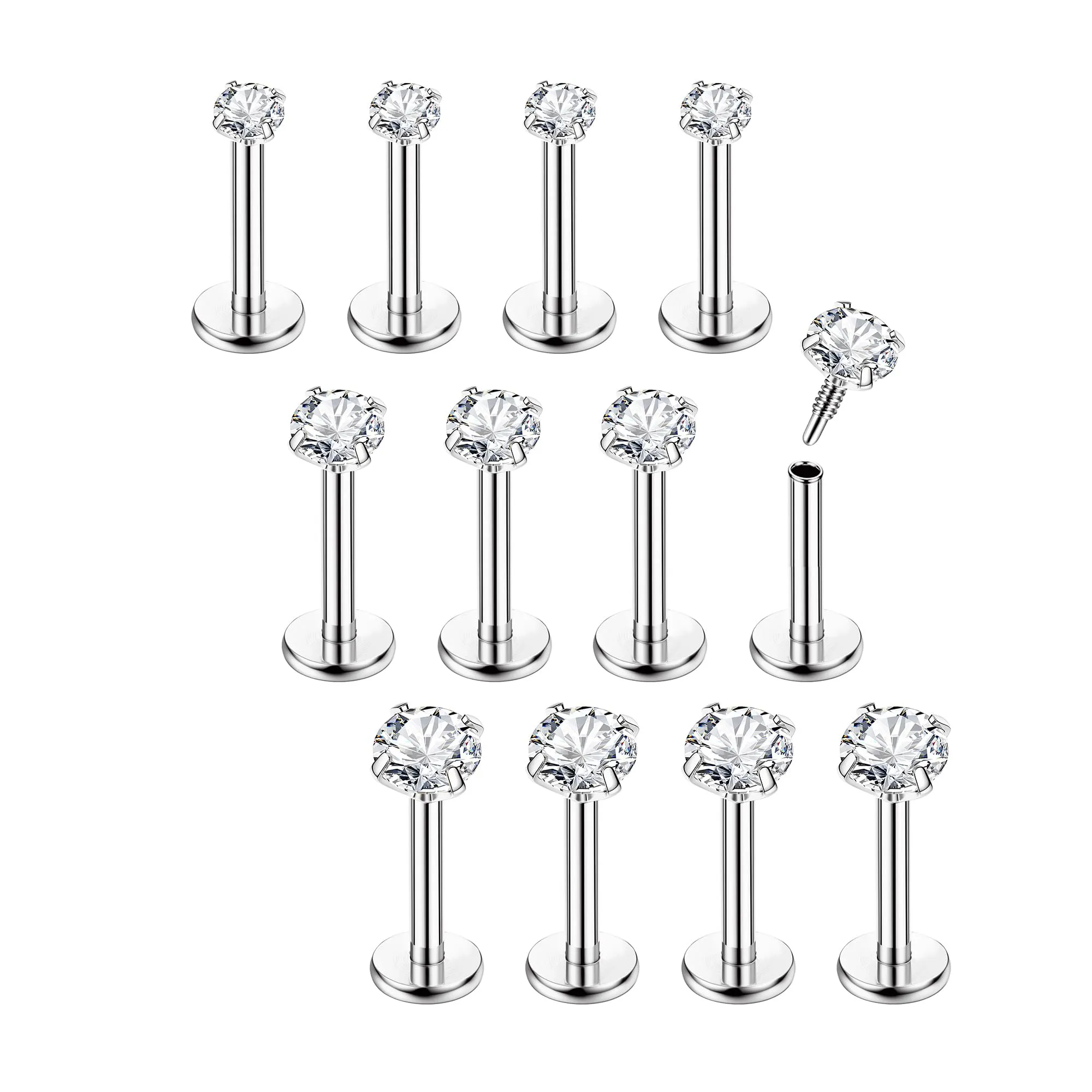 Chriscoco Piercing Orecchio Acciaio Chirurgico 16G - Set da 12 Pezzi