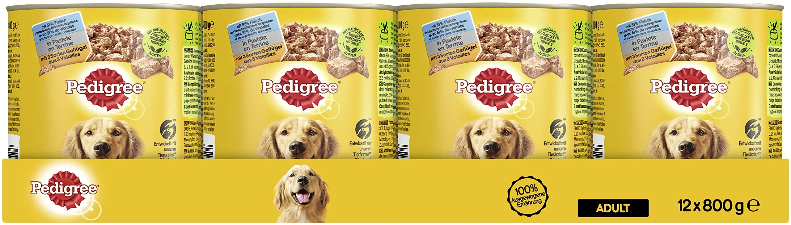 Pedigree Adult 3 Varietà - Cibo Umido Completo per Cani Adulti