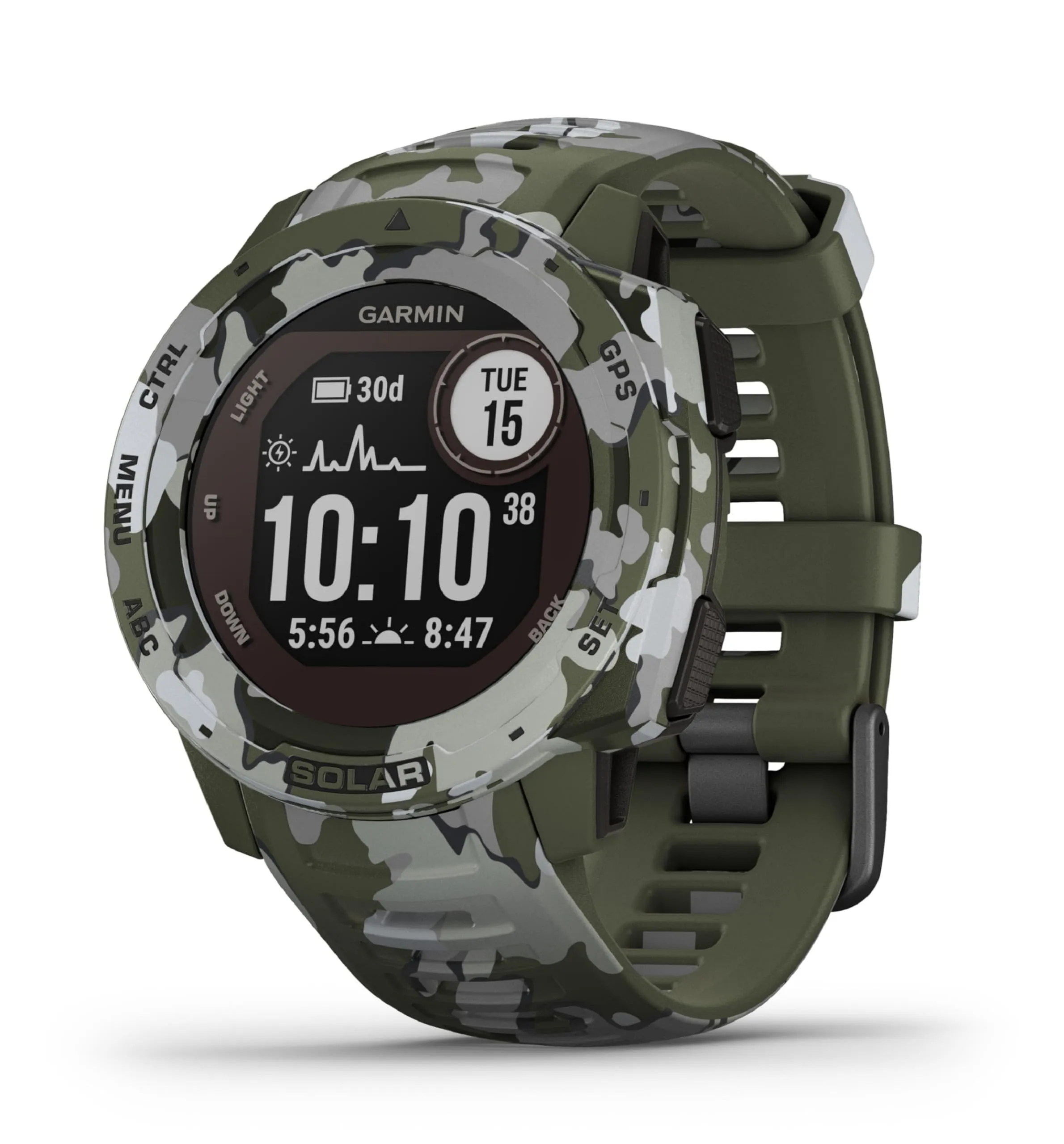 Garmin Instinct Solar, Smartwatch GPS con Ricarica Solare, Lichen Camo (Ricondizionato)