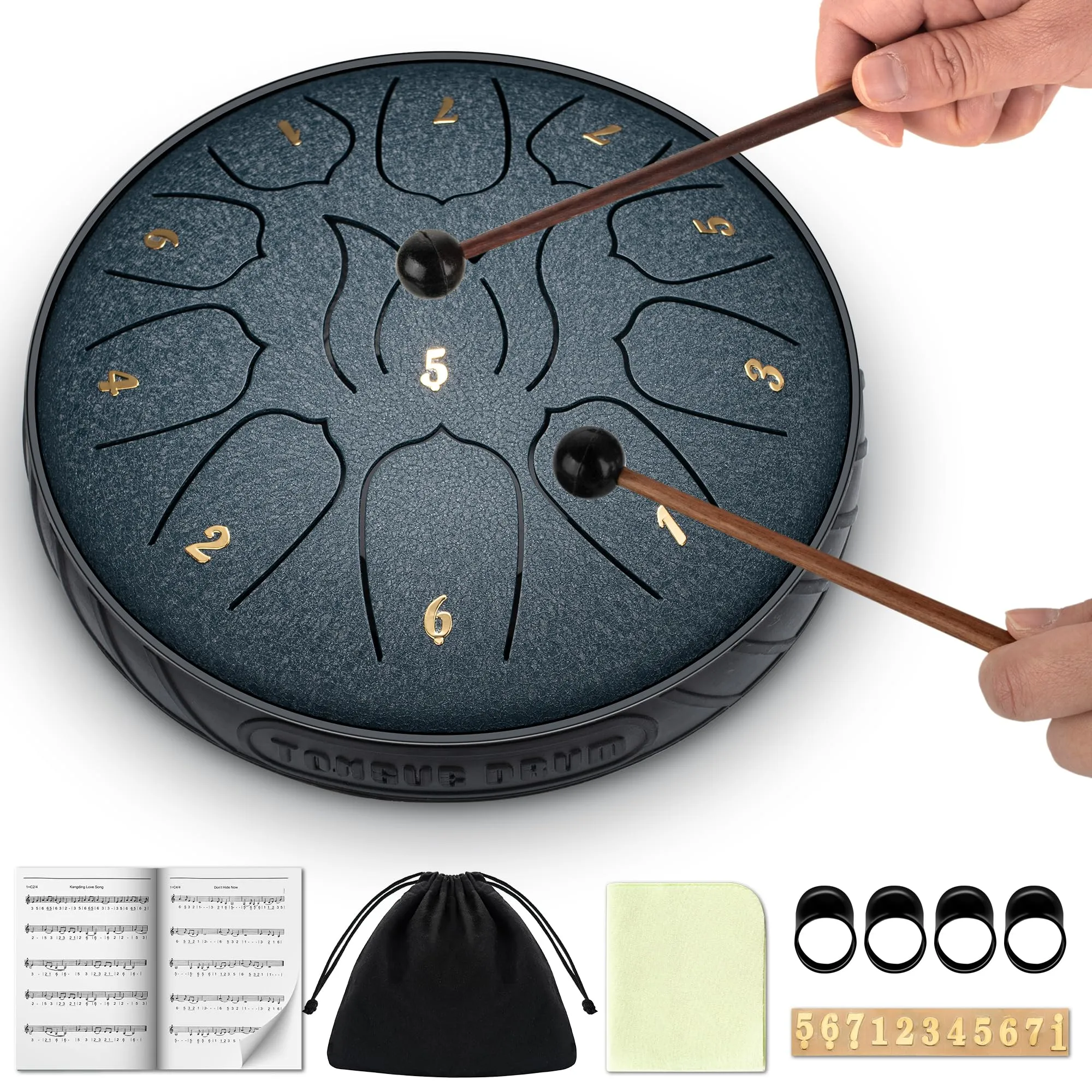 CAHAYA Tamburo a Lingua d'Acciaio 6 Pollici - Steel Tongue Drum 11 Note con Accessori