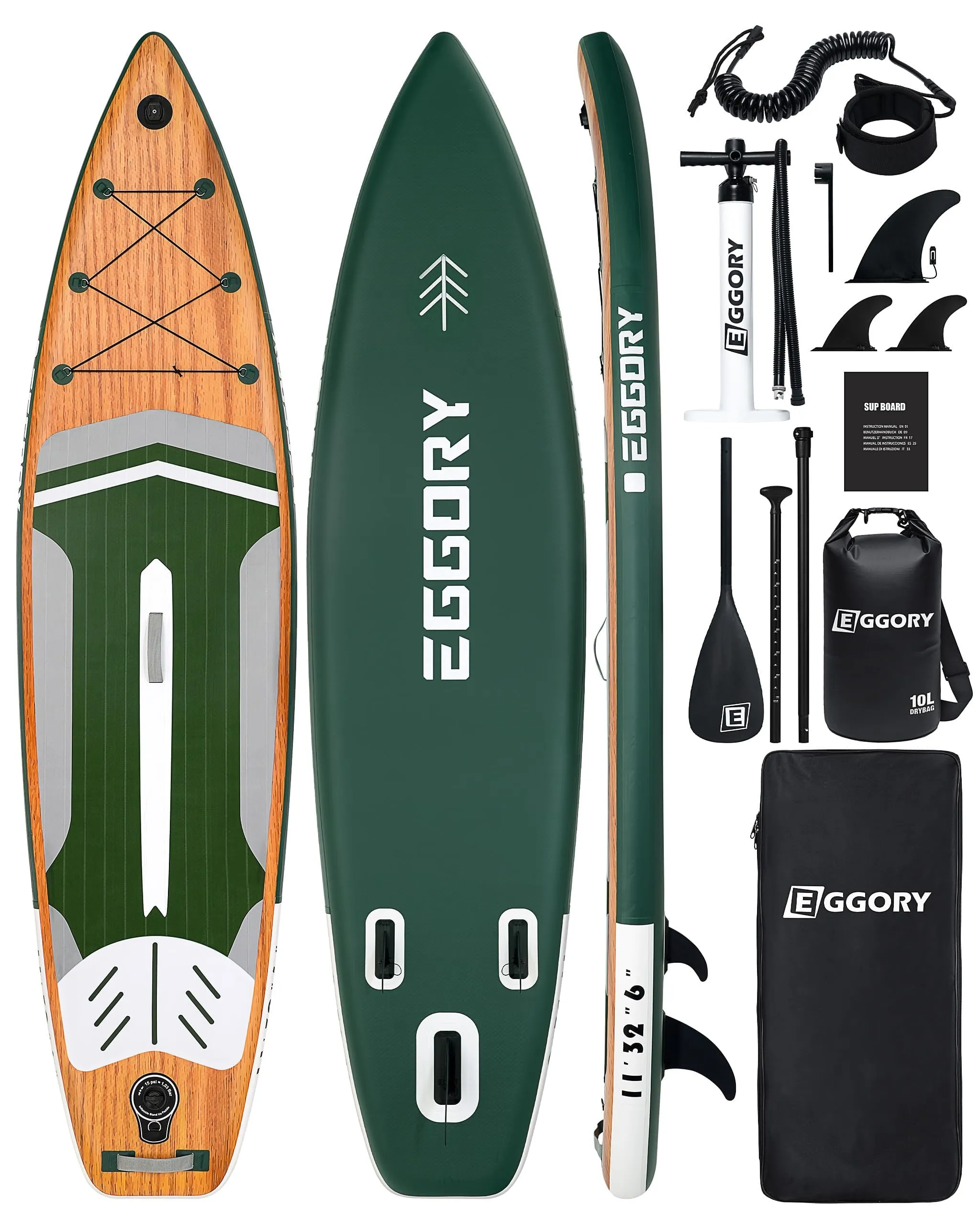 Tavola da Surf Gonfiabile SUP Completa Eggoery (Green White 1)