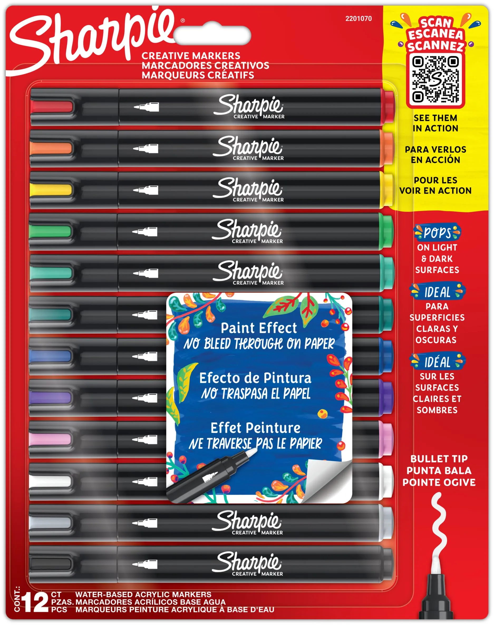 SHARPIE Creative Marker - Set da 12 Pennarelli Acrilici a Punta Ogiva