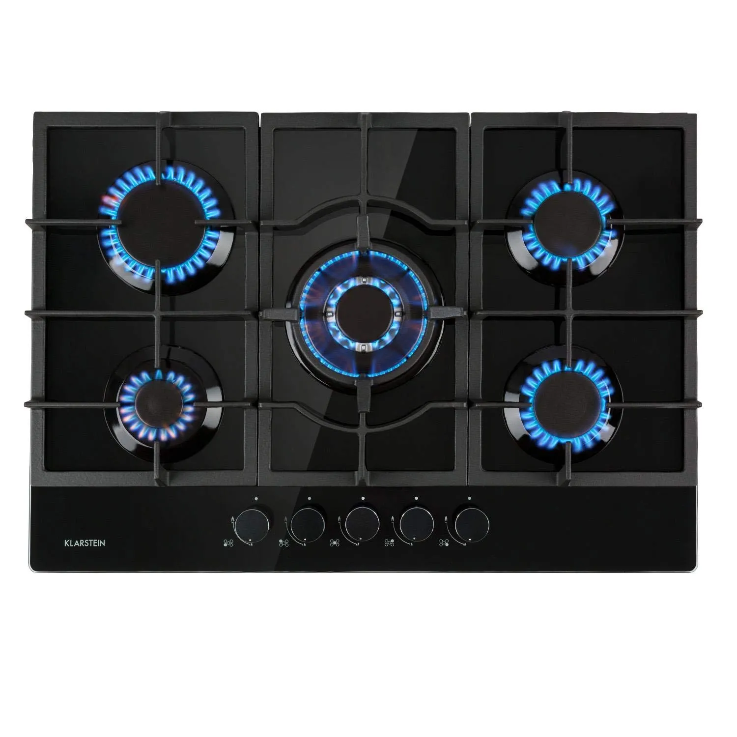 Klarstein Ignito Piano Cottura a Gas 5 Fuochi Acciaio Inox Nero