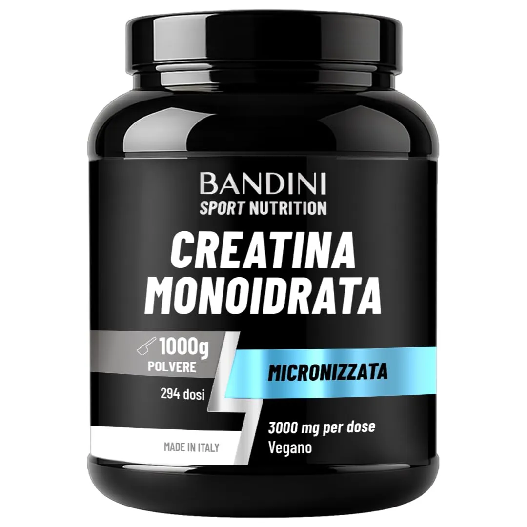 Bandini® Creatina Monoidrata Micronizzata 1kg/1000g in Polvere Pura e Vegana al 100% - Integratore Alimentare per Palestra, Sport, Fitness e Pre Workout - A base di Creatine Monoidrato