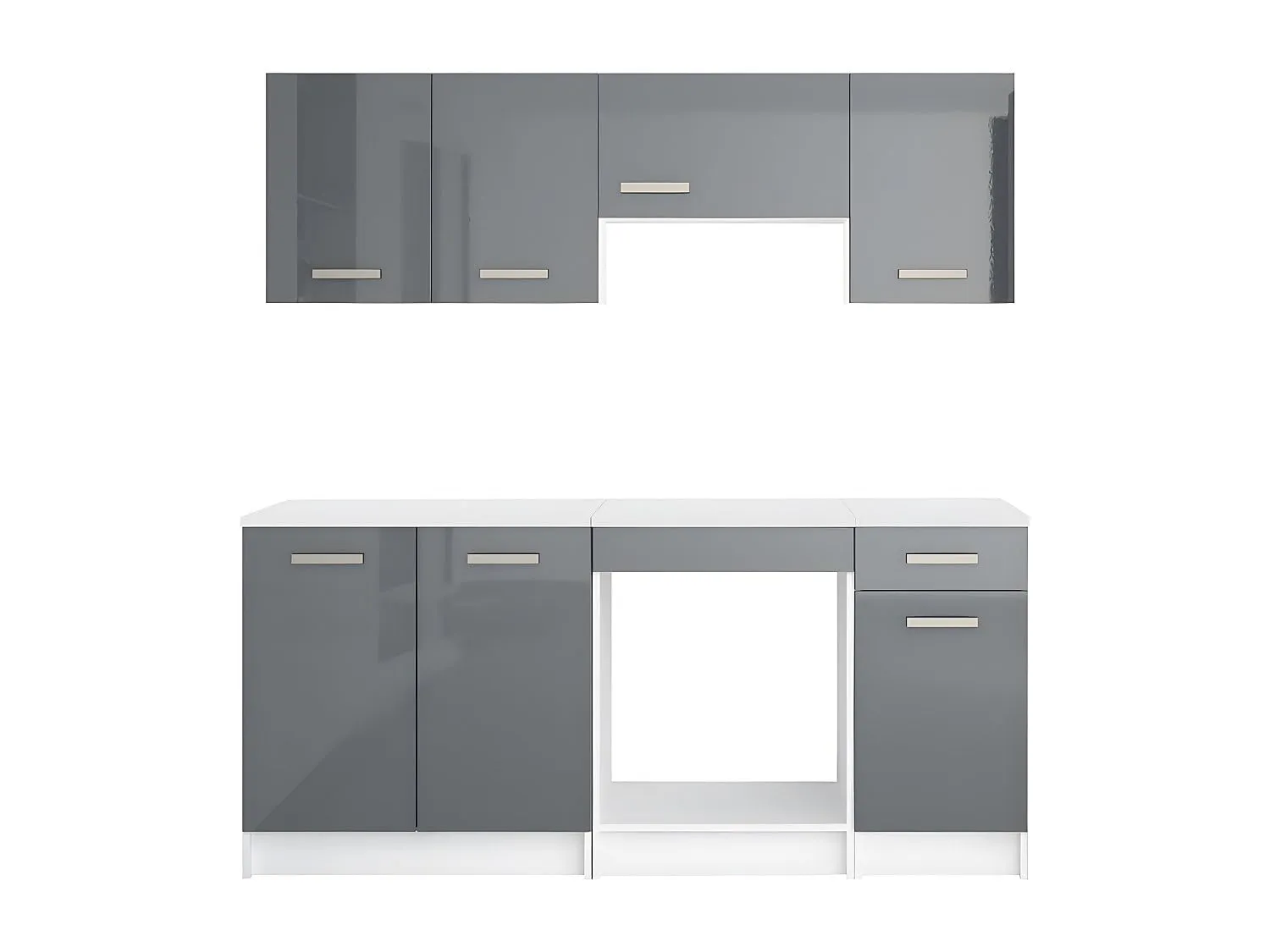 Cucina completa 180 cm 6 elementi portaoggetti Grigio e Bianco - TRATTORIA