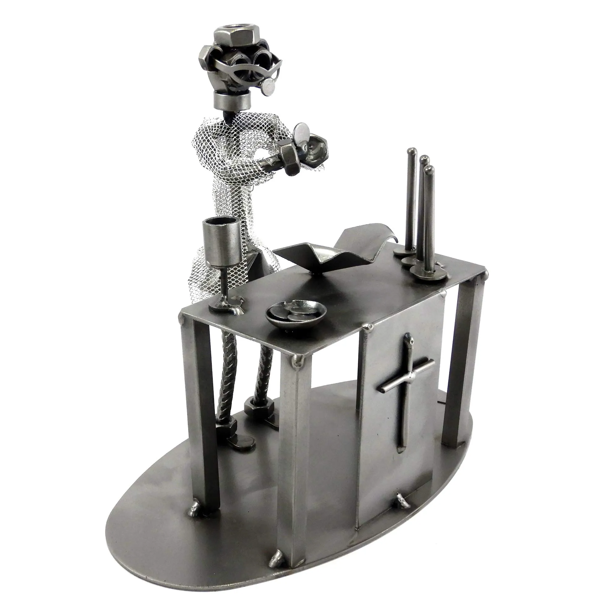 Sacerdote in Metallo - Scultura Artigianale Made in Italy