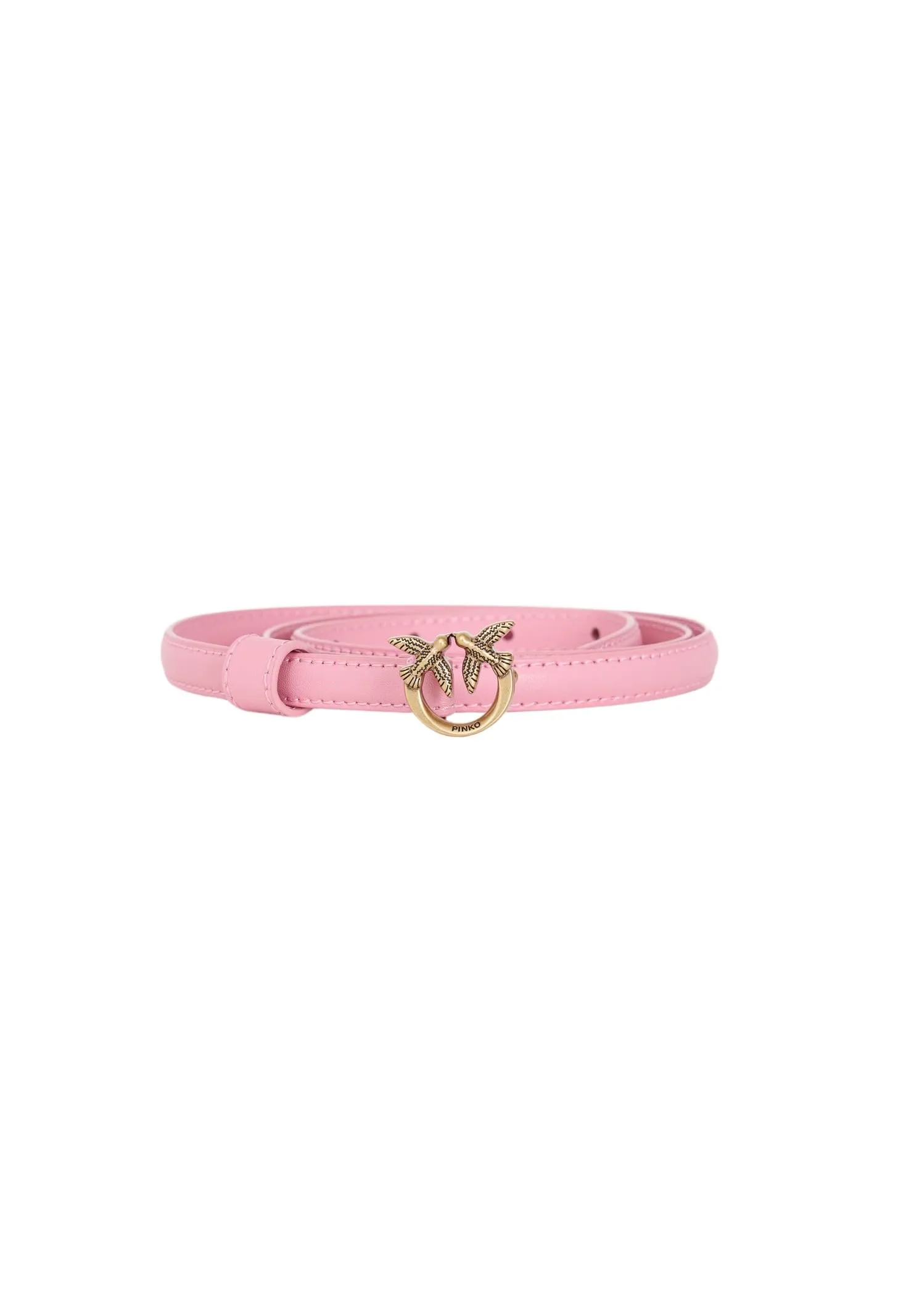 Cintura Pinko Love Berry H1 Belt Vitello Seta - Rosa Marino/Oro Antico