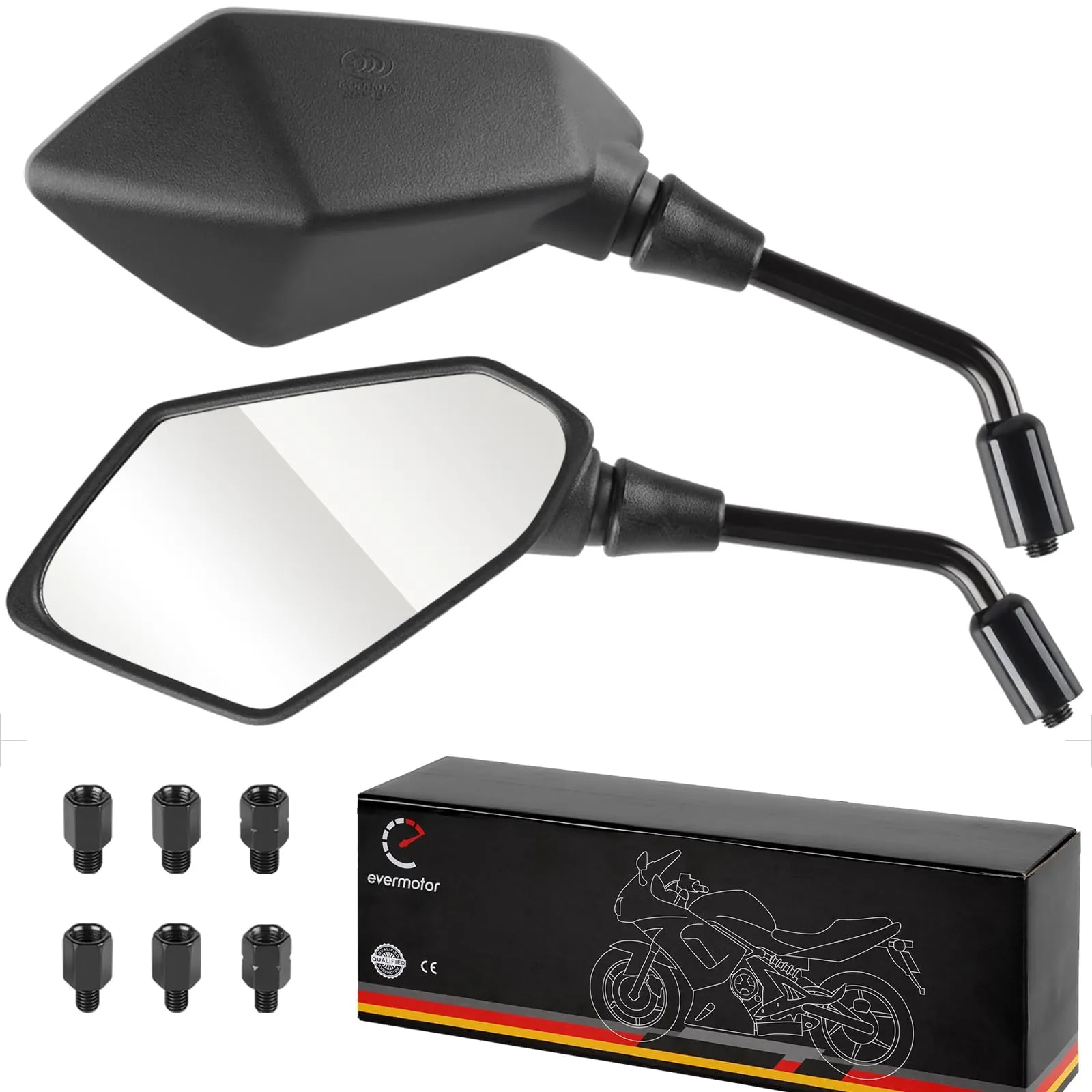 Evermotor Specchietti Retrovisori Universali Omologati E11 per Moto