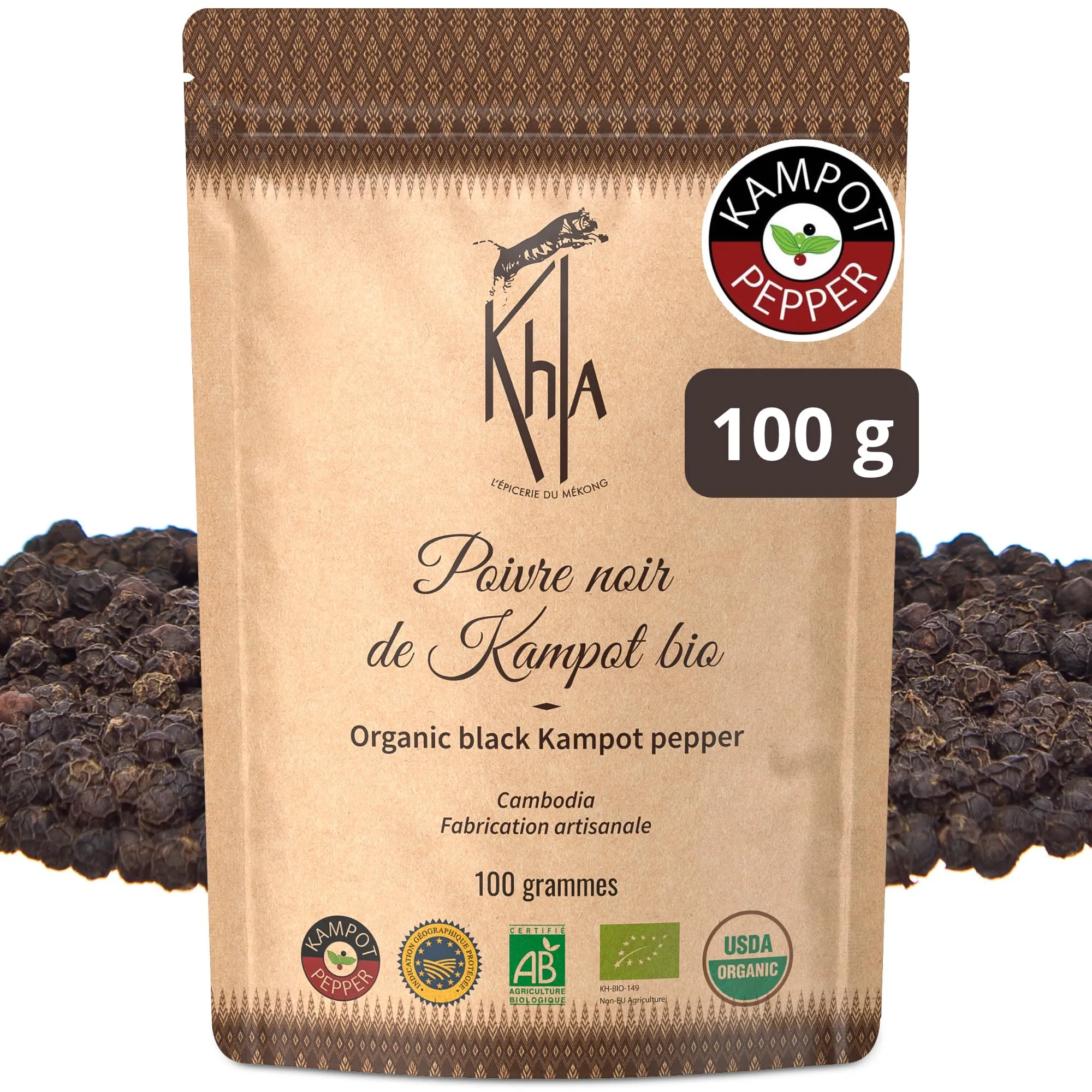 Khla - Pepe Nero di Kampot Biologico in Grani - 100g