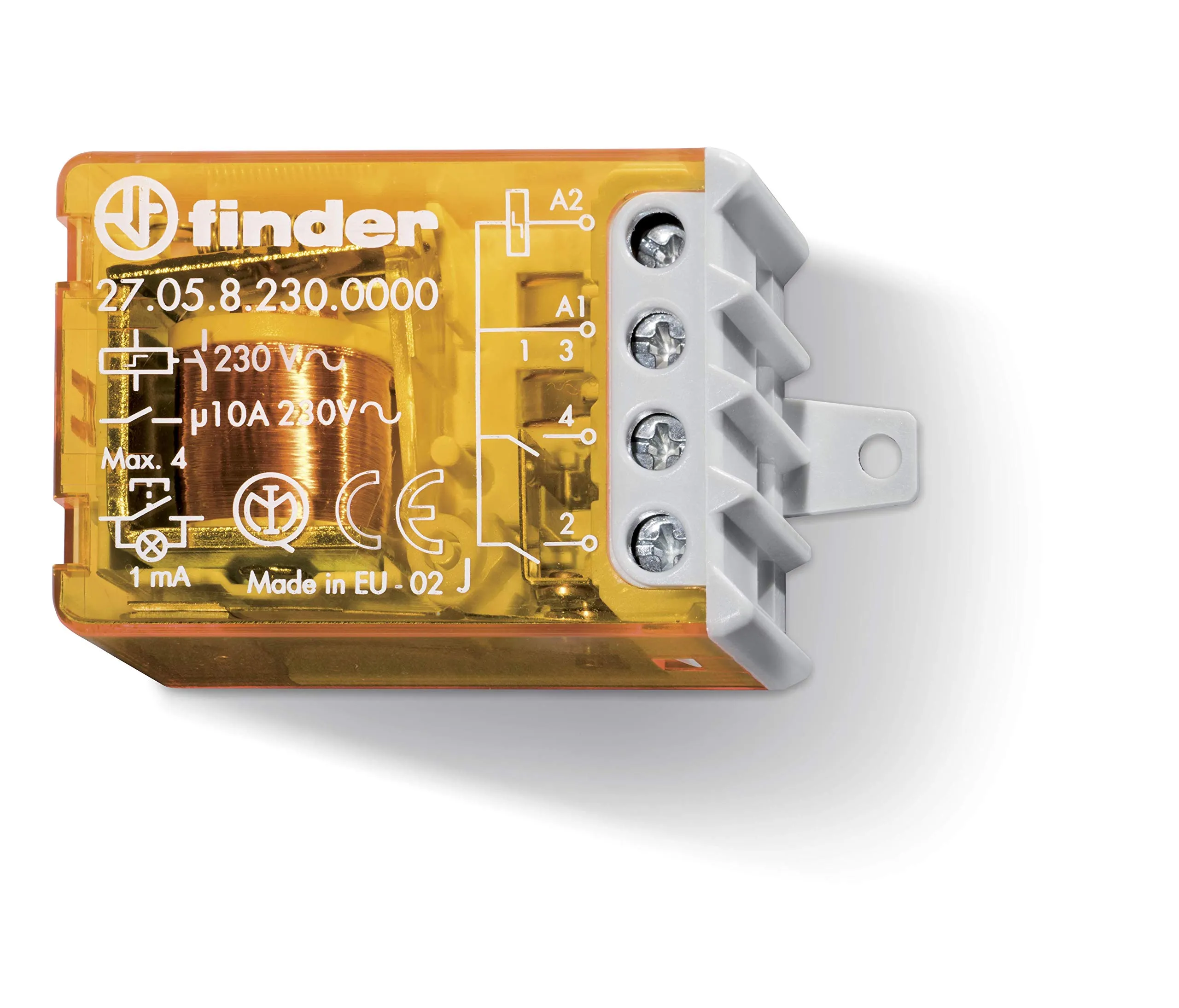 Finder 27.05.8.230.0000 Relè ad Impulsi Elettromeccanico, 10 A, 2 NO (DPST-NO), 230 V AC
