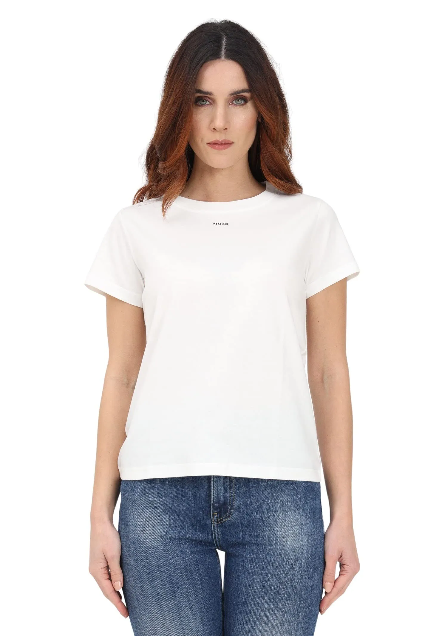 T-Shirt Bianca Pinko Donna con Logo Stampato