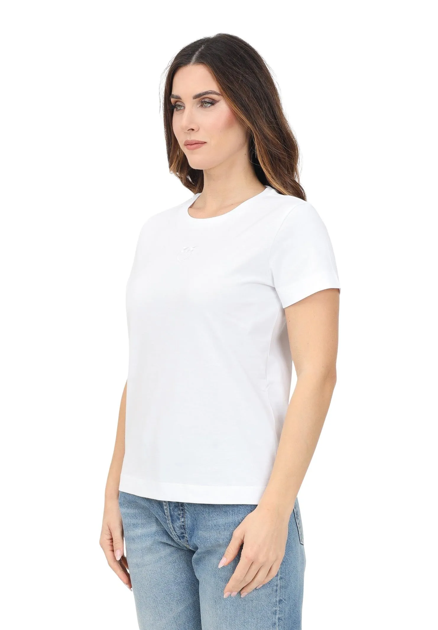 Pinko T-Shirt Bianca Ricamo Logo Love Birds
