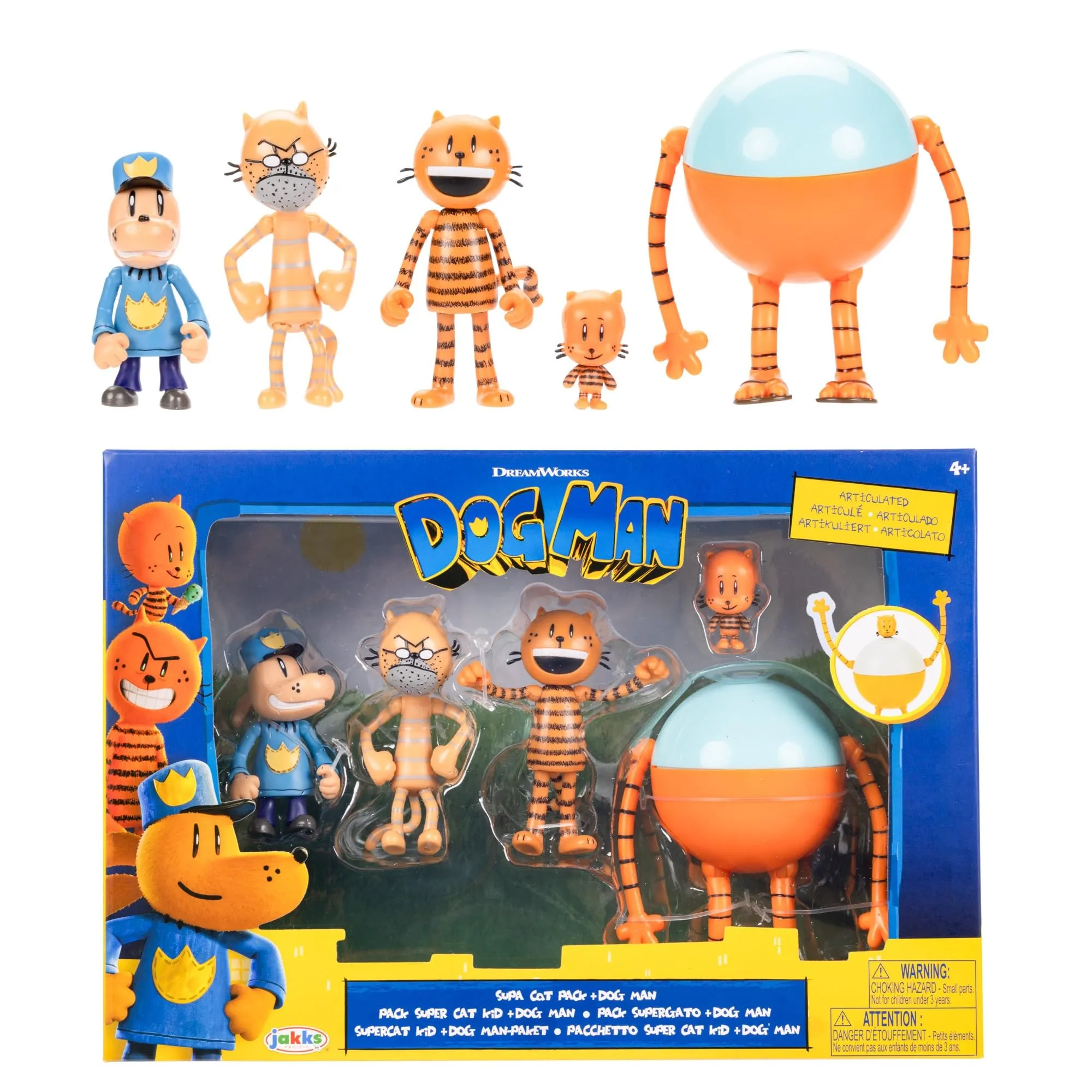 Dog Man Set Multipack Action Figures - Personaggi Articolati Ufficiali Jakks Pacific