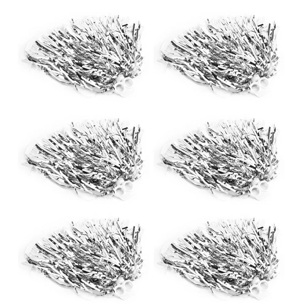 BORDSTRACT Pompon da Cheerleader Argento, 6 Pezzi