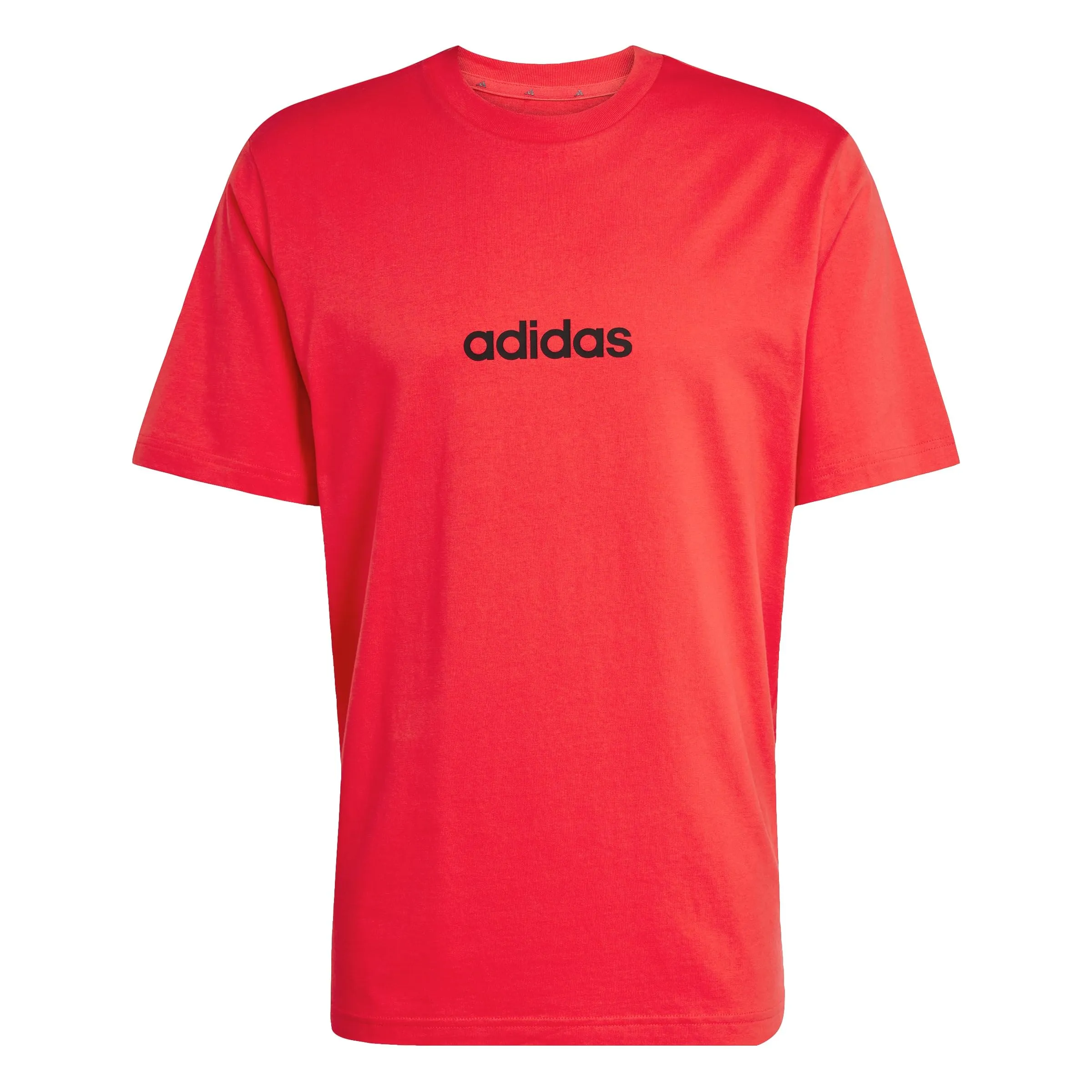 Adidas Essentials Linear Single Jersey Tee Uomo - Pure Ruby/Black